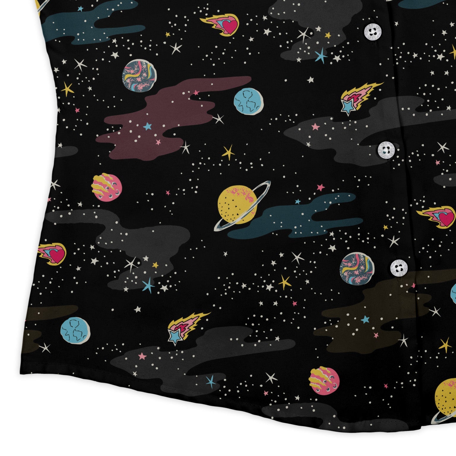 A Starry Galaxy Outer Space Curvy Button Up Shirt Geek Nerd outer space & astronaut print Print#0001 women