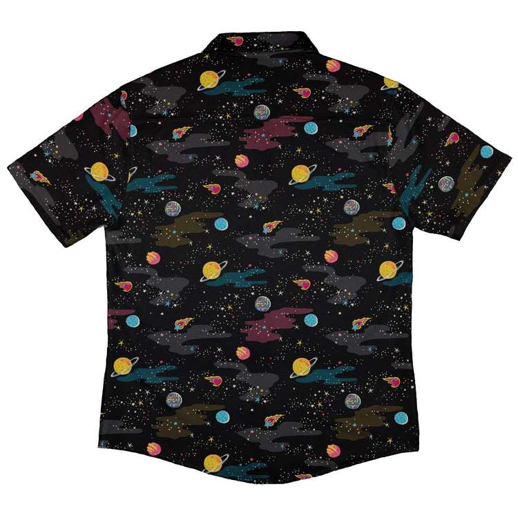 A Starry Galaxy Outer Space Button Up Shirt - adult sizing - outer space & astronaut print - Print#0001