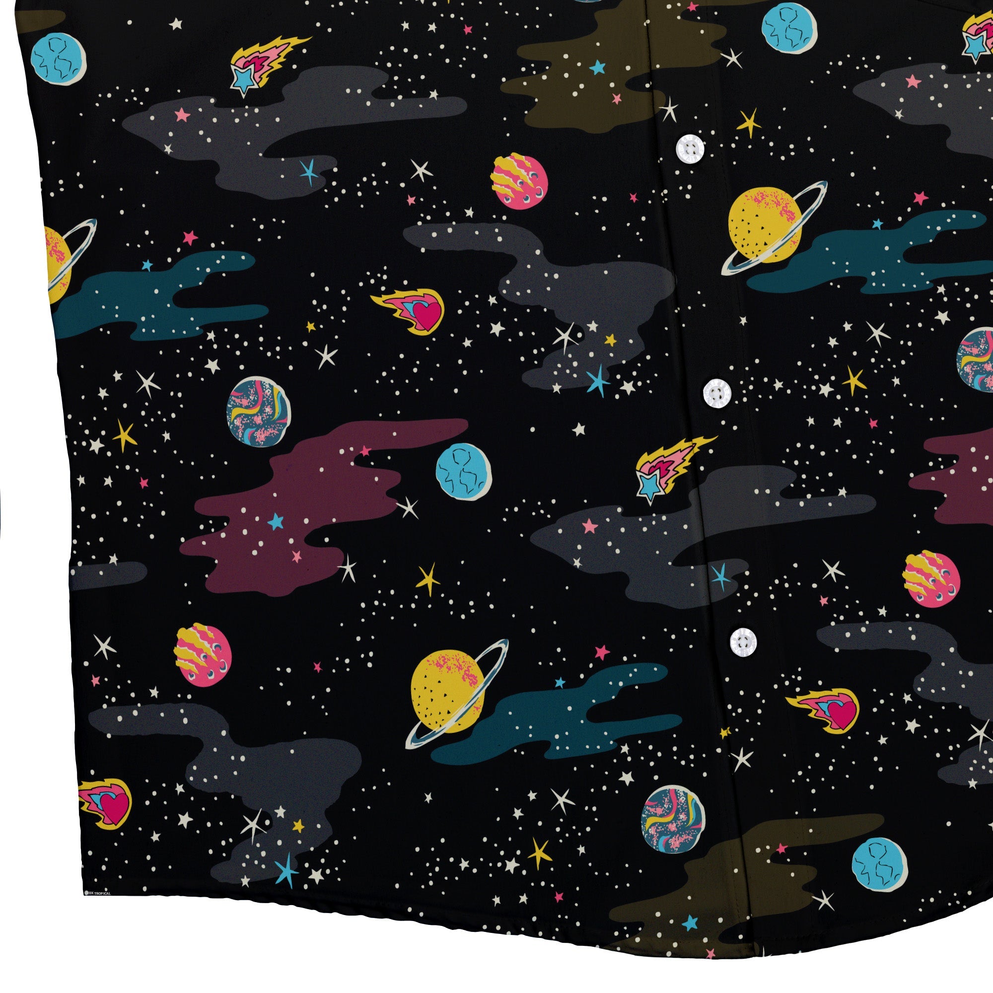 A Starry Galaxy Outer Space Button Up Shirt - adult sizing - outer space & astronaut print - Print#0001