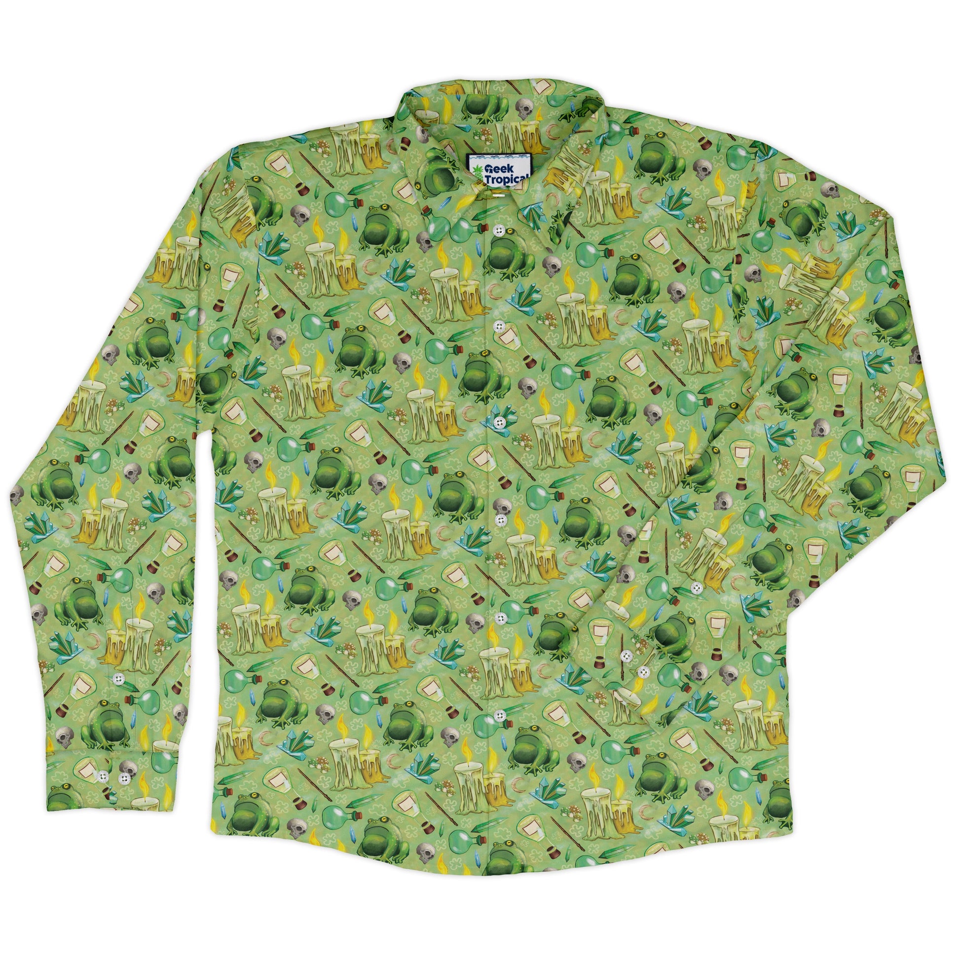 A Witches Brew Fantasy Long Sleeve Button Up Shirt