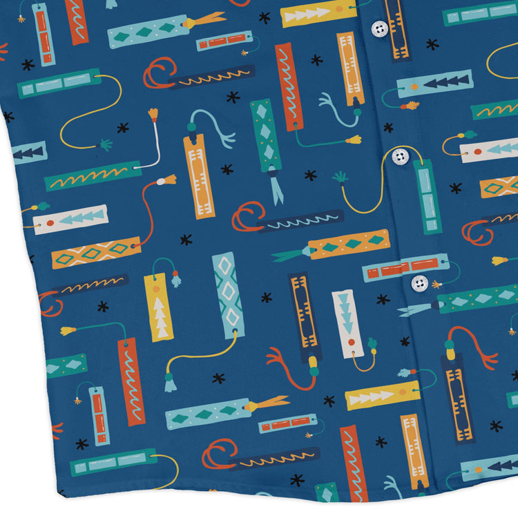 Adventures Bookmark Long Sleeve Button Up Shirt Geek Nerd adult sizing book prints Design by Zirkus Design