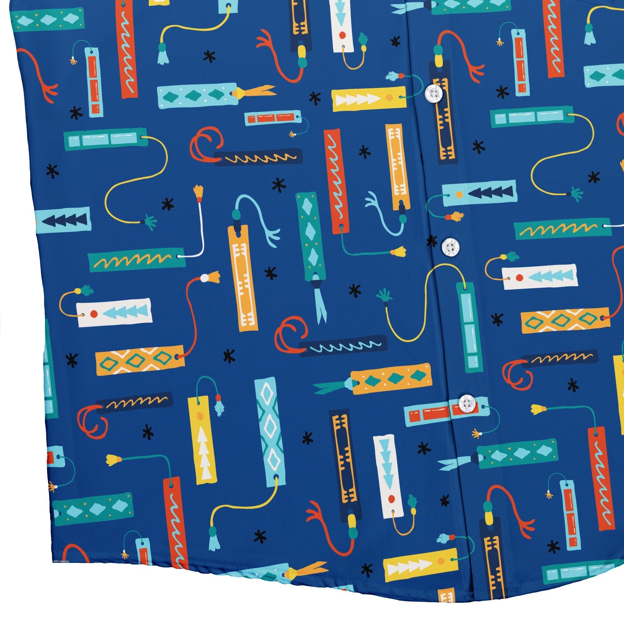 Adventures Bookmark Button Up Shirt Geek Nerd adult sizing book prints Design by Zirkus Design