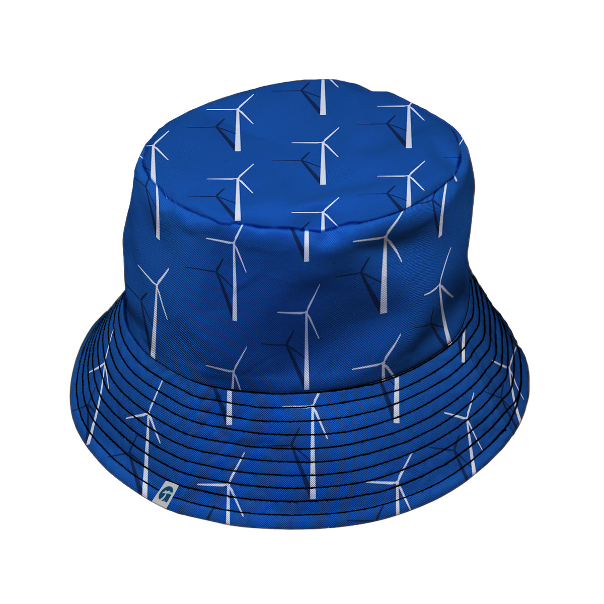 Aeolus Wind Turbines Blue Bucket Hat Black Stitching