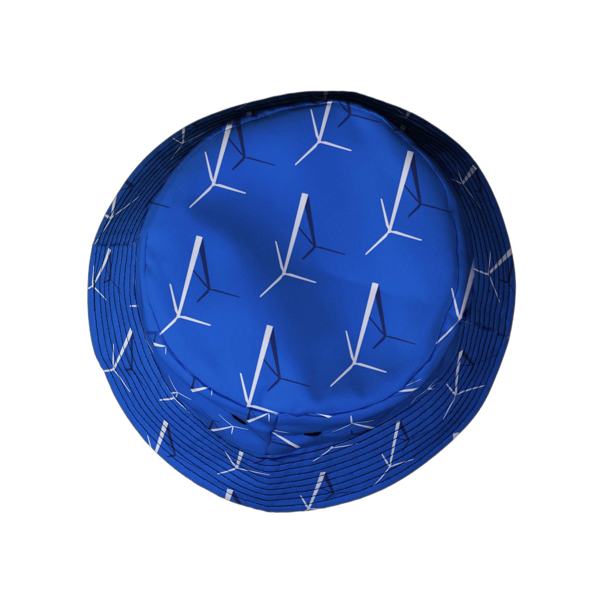 Aeolus Wind Turbines Blue Bucket Hat Top View