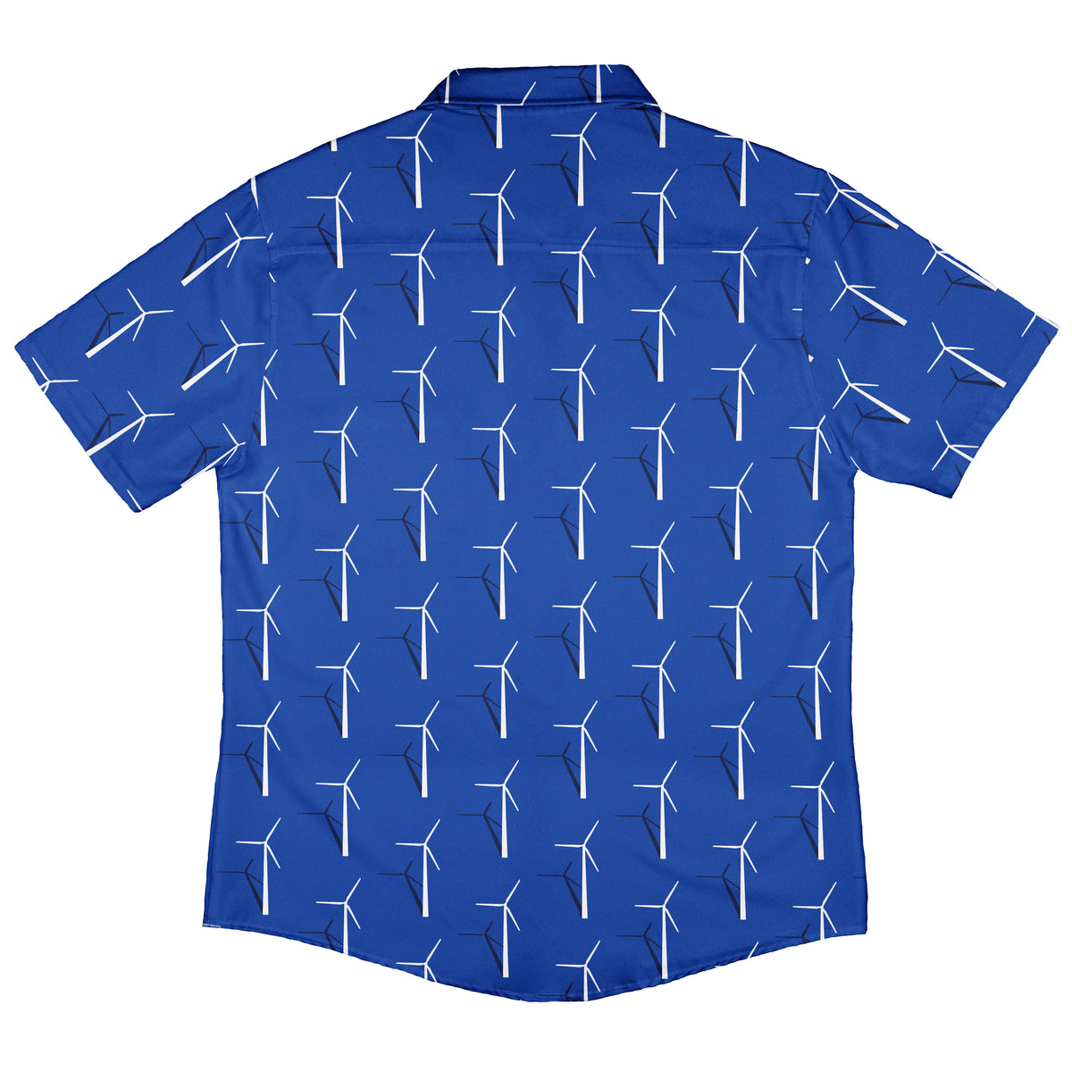 Aeolus Wind Turbines Blue Button Up Shirt Back