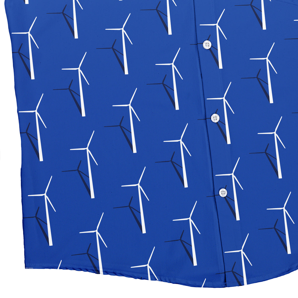 Aeolus Wind Turbines Blue Button Up Shirt Bottom Corner