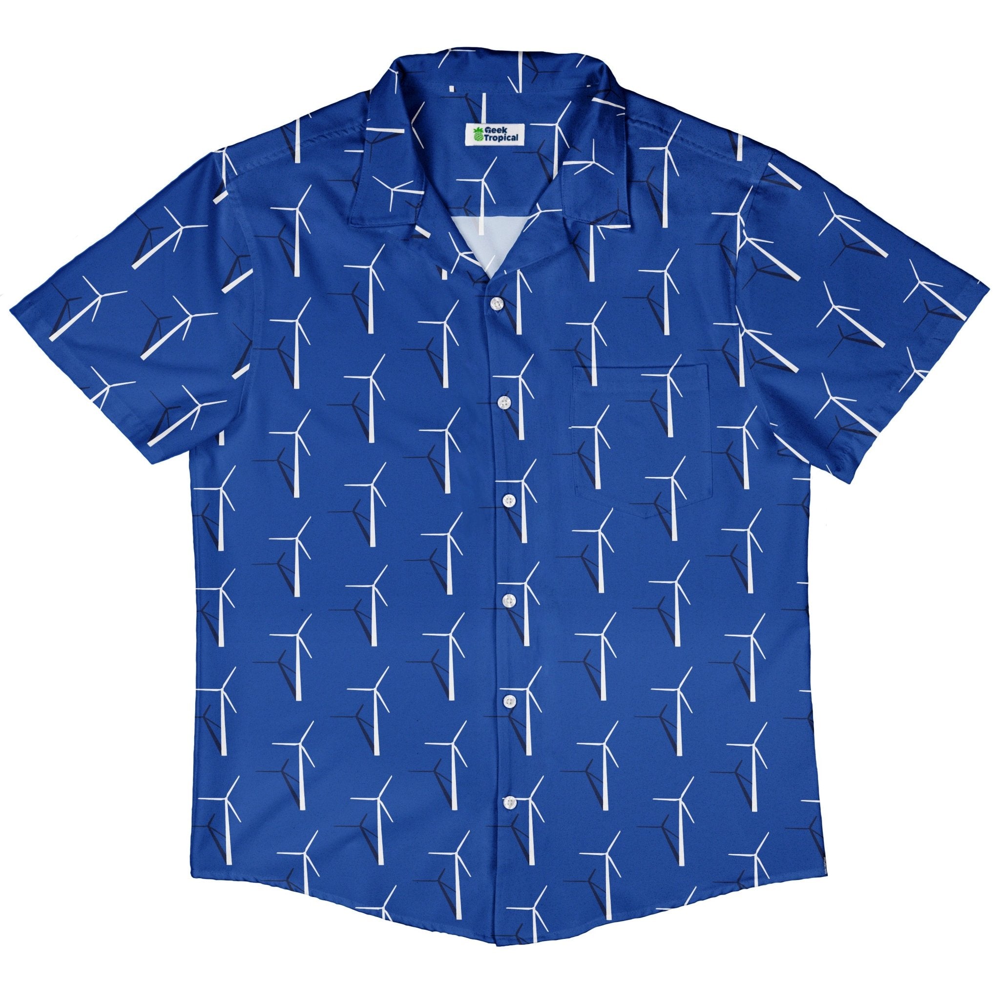 Aeolus Wind Turbines Blue Button Up Shirt 5