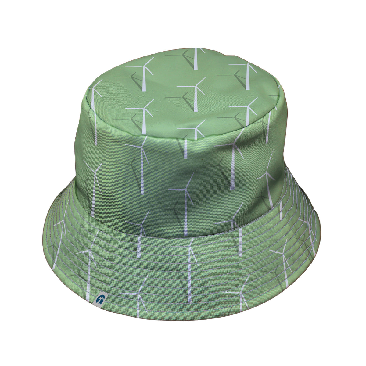 Aeolus Wind Turbines Green Bucket Hat Gray Stitching