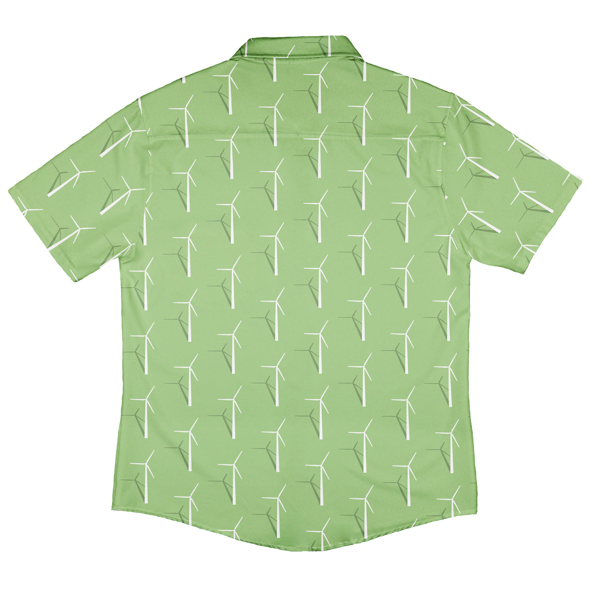 Aeolus Wind Turbines Green Button Up Shirt Back
