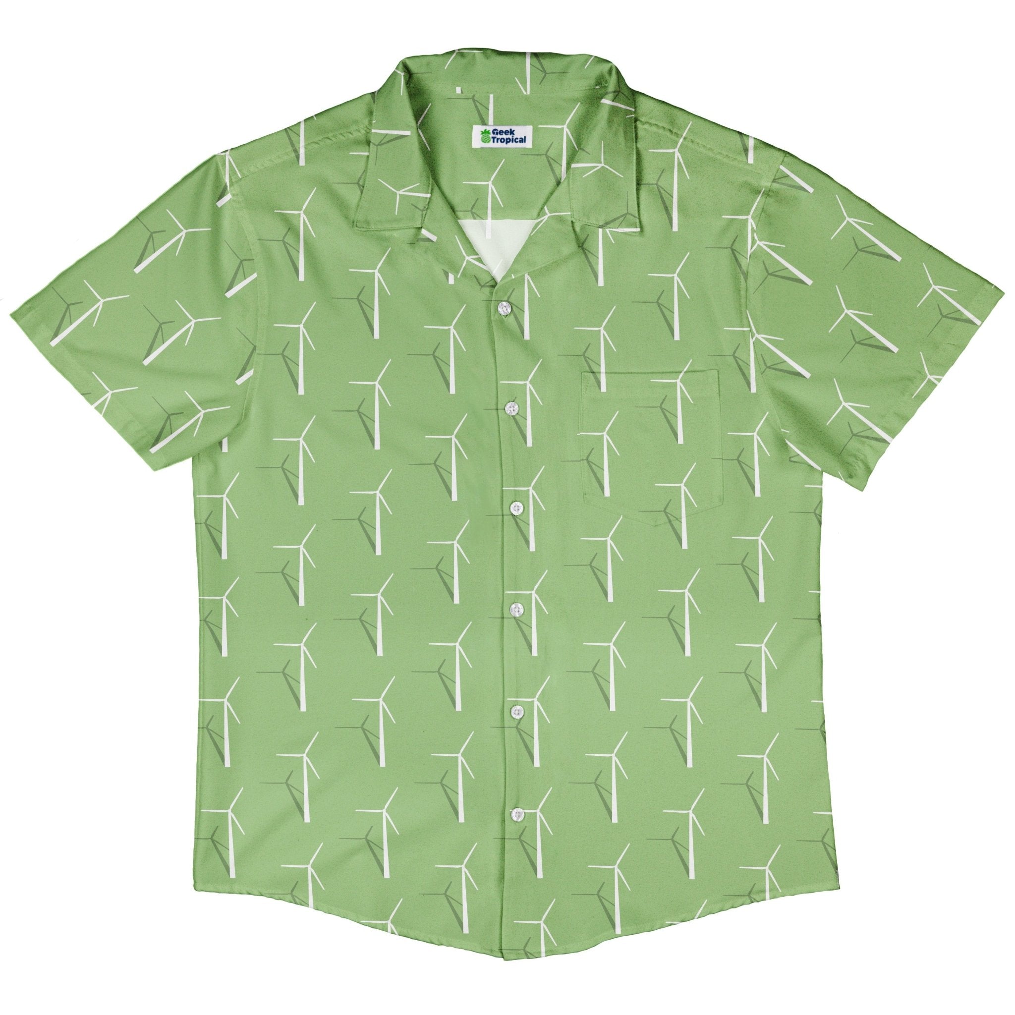 Aeolus Wind Turbines Green Button Up Shirt 5