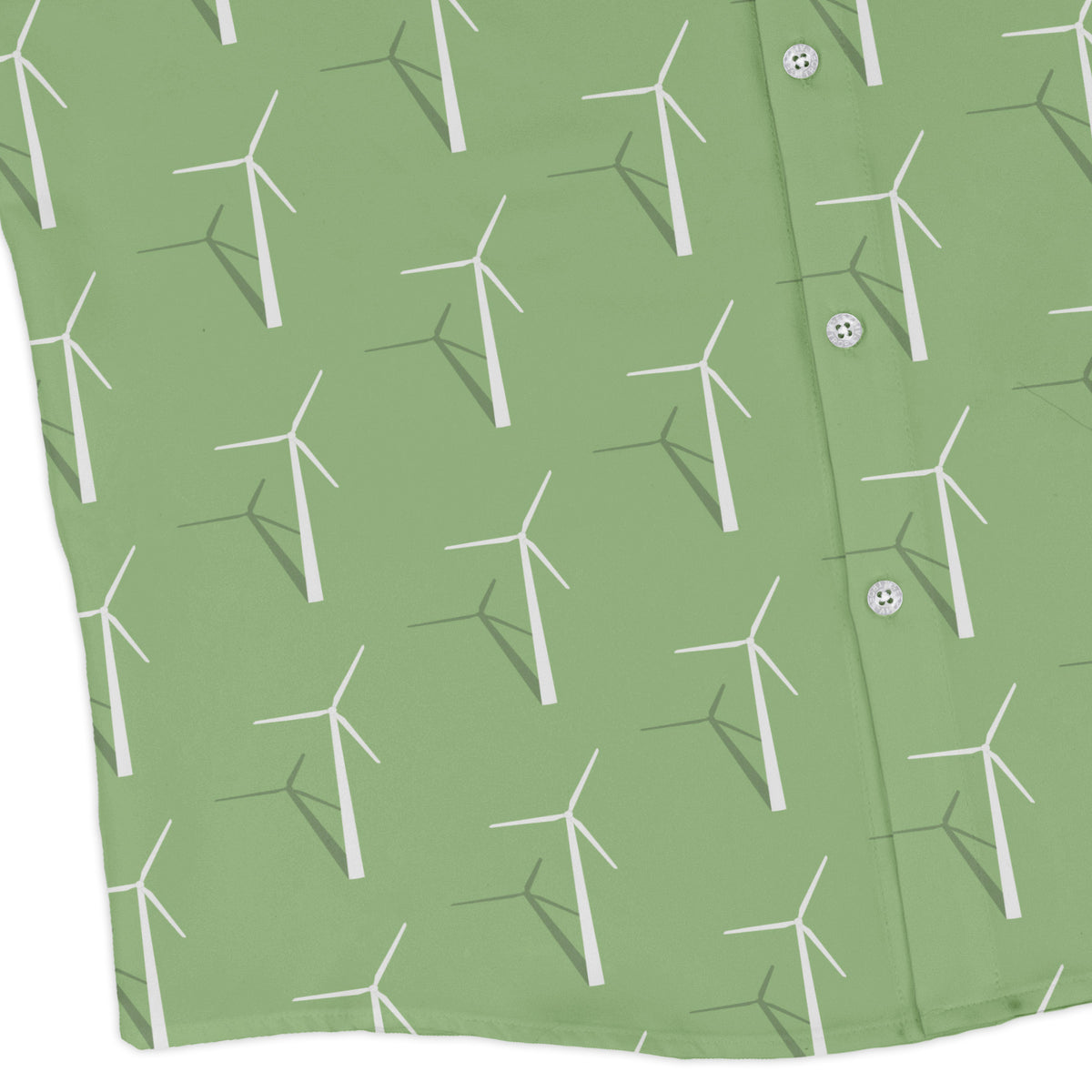 Aeolus Wind Turbines Green Long Sleeve Button Up Shirt corner