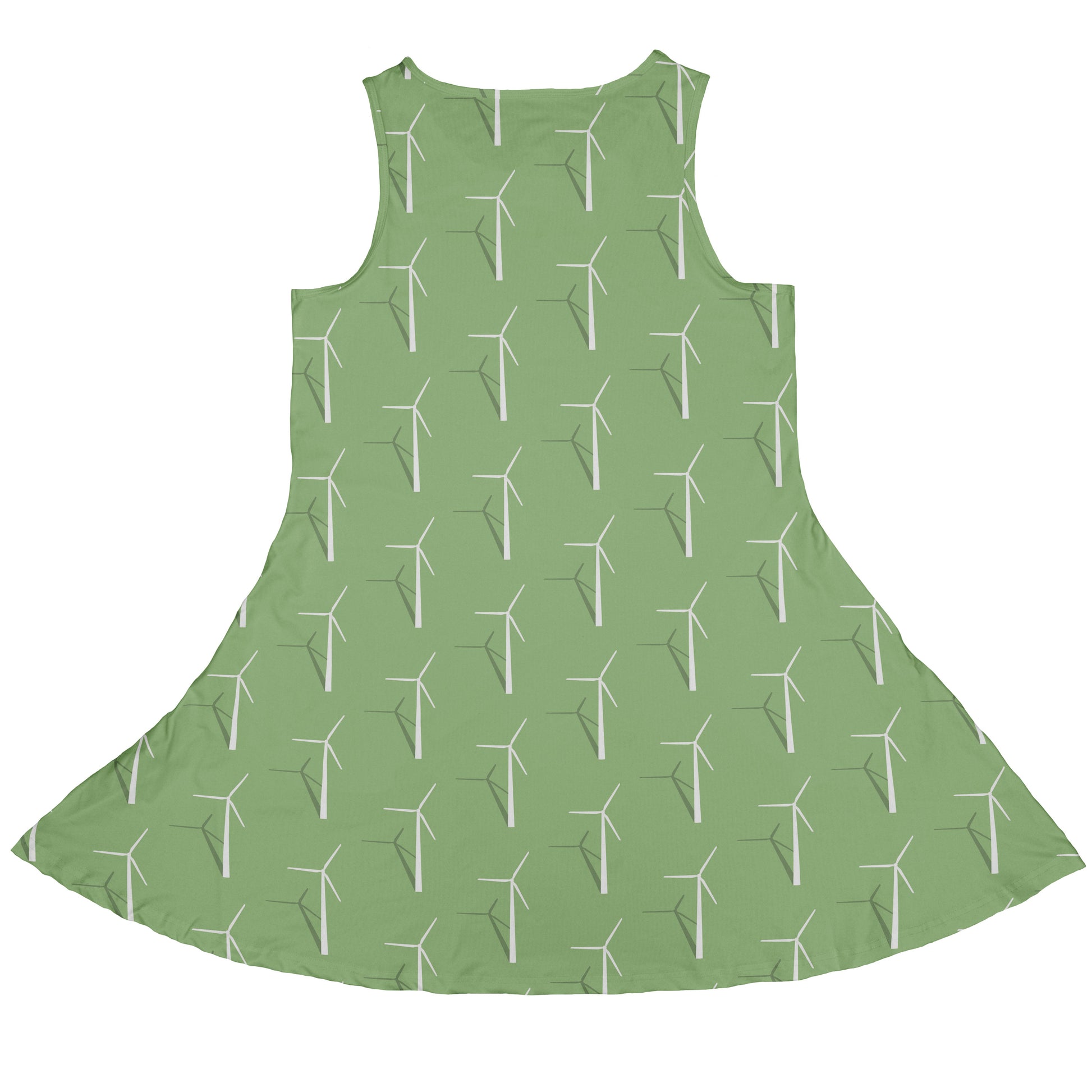 Aeolus Wind Turbines Green Sleeveless Dress back