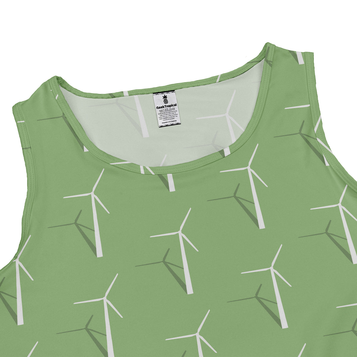 Aeolus Wind Turbines Green Sleeveless Dress close front