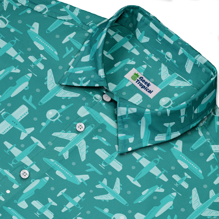 Airplane Angles Button Up Shirt Geek Nerd adult sizing aviation print Design by Zirkus Design