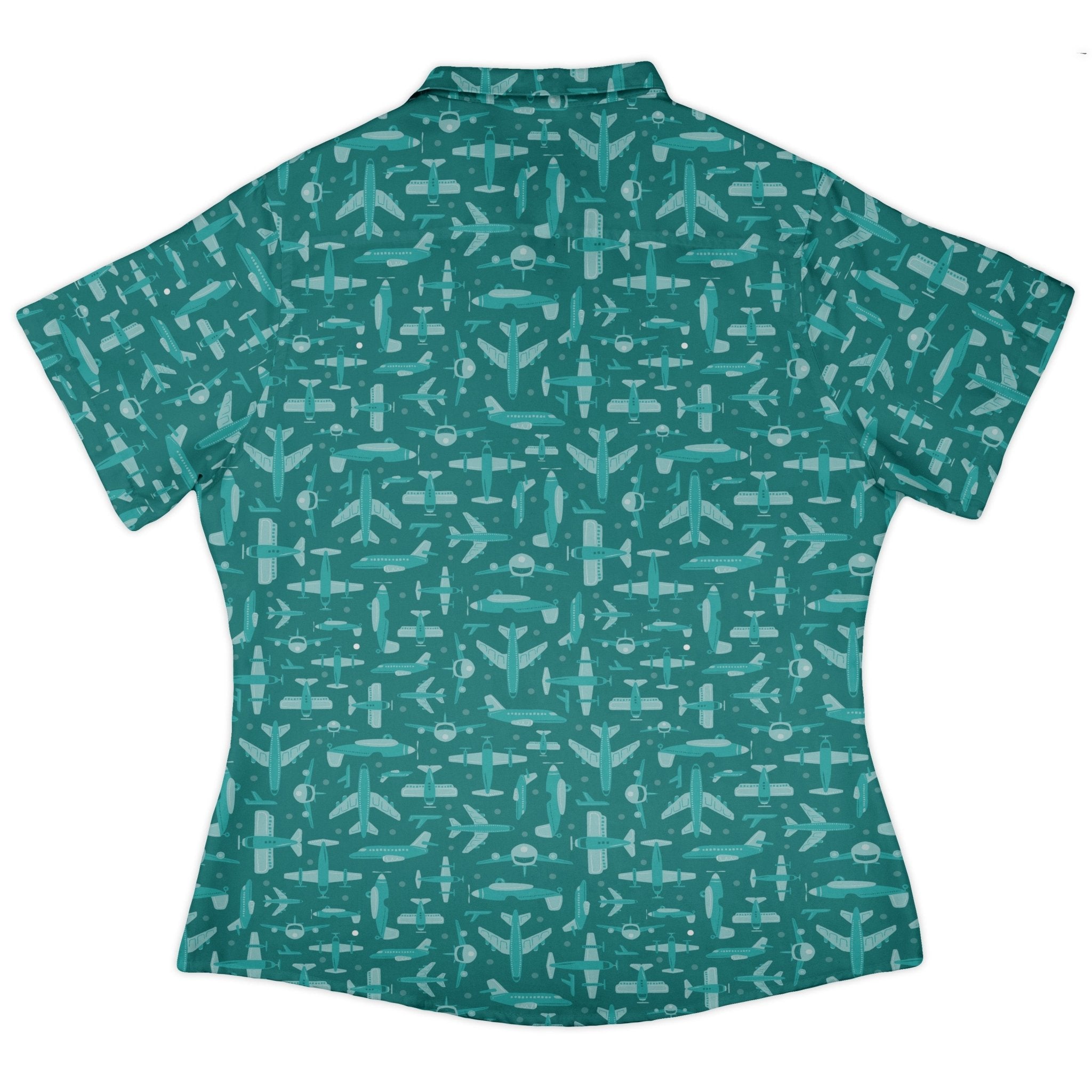 Airplane Angles Curvy Button Up Shirt Geek Nerd aviation print Design by Zirkus Design q225