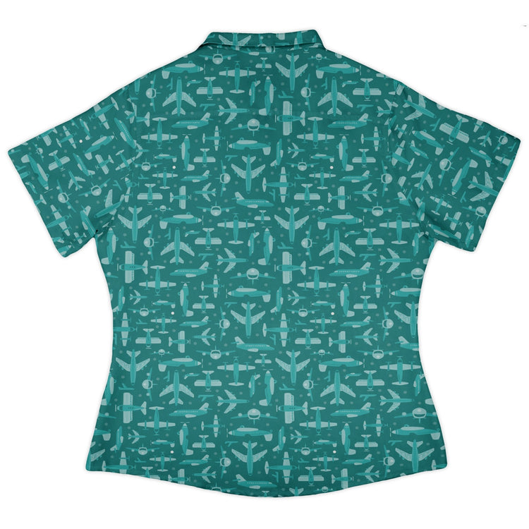 Airplane Angles Curvy Button Up Shirt Geek Nerd aviation print Design by Zirkus Design q225