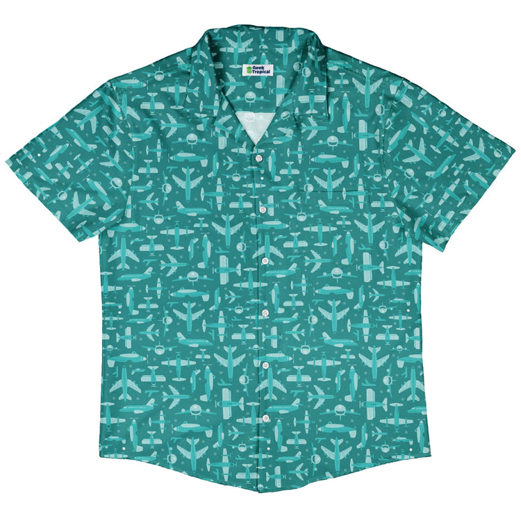 Airplane Angles Button Up Shirt Geek Nerd adult sizing aviation print Design by Zirkus Design