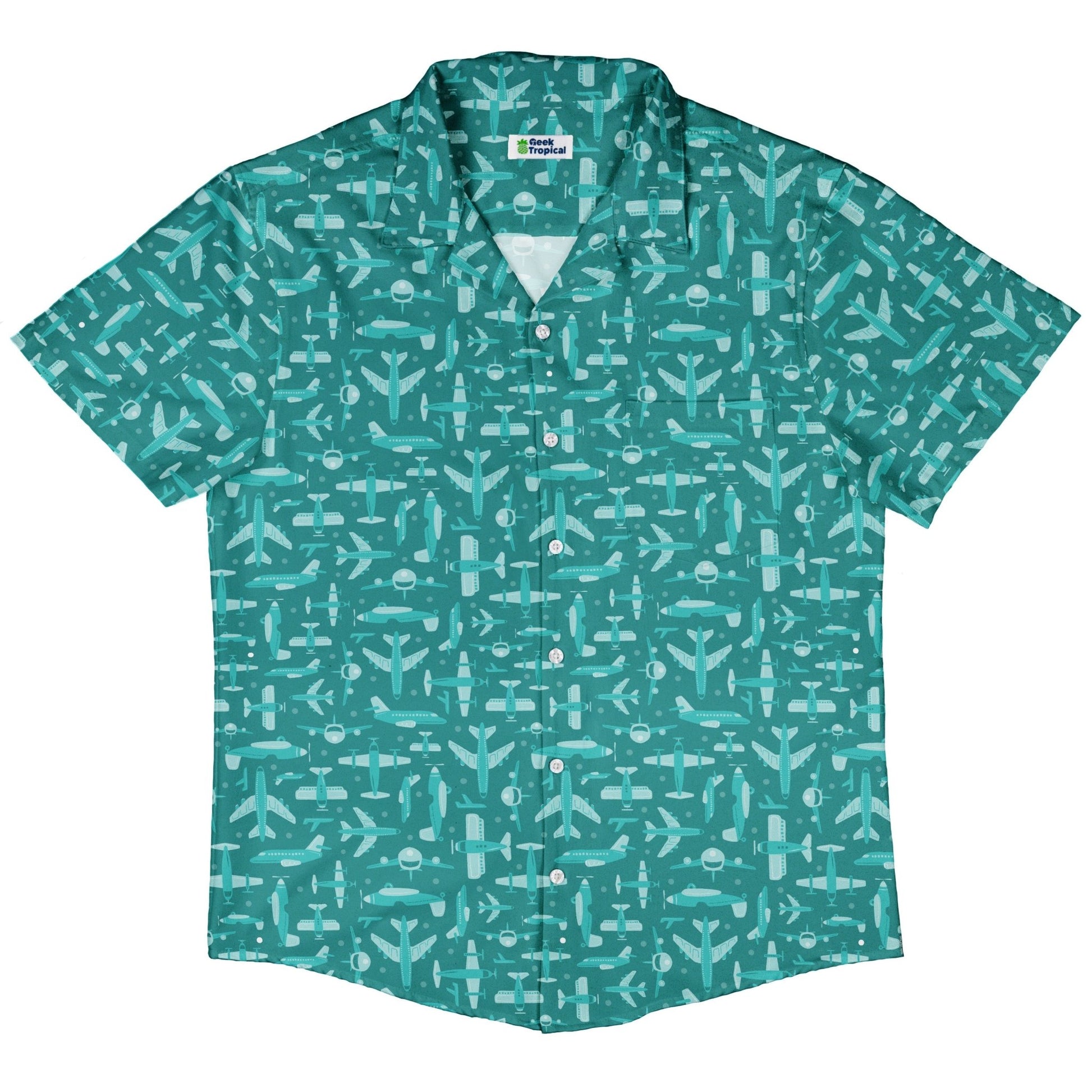 Airplane Angles Button Up Shirt Geek Nerd adult sizing aviation print Design by Zirkus Design