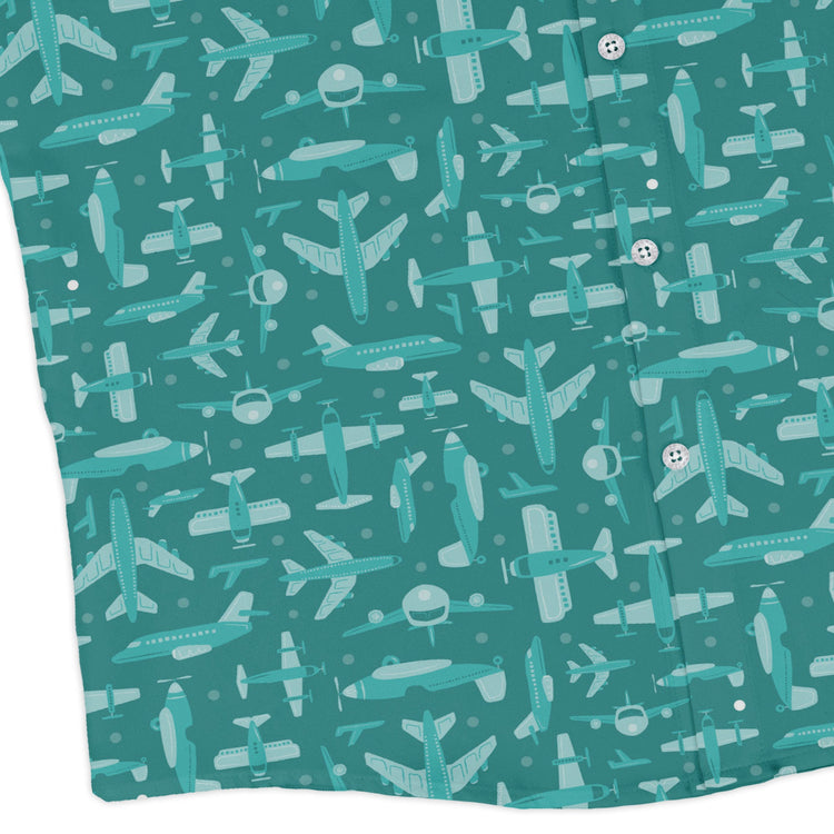 Airplane Angles Long Sleeve Button Up Shirt Geek Nerd adult sizing aviation print Design by Zirkus Design