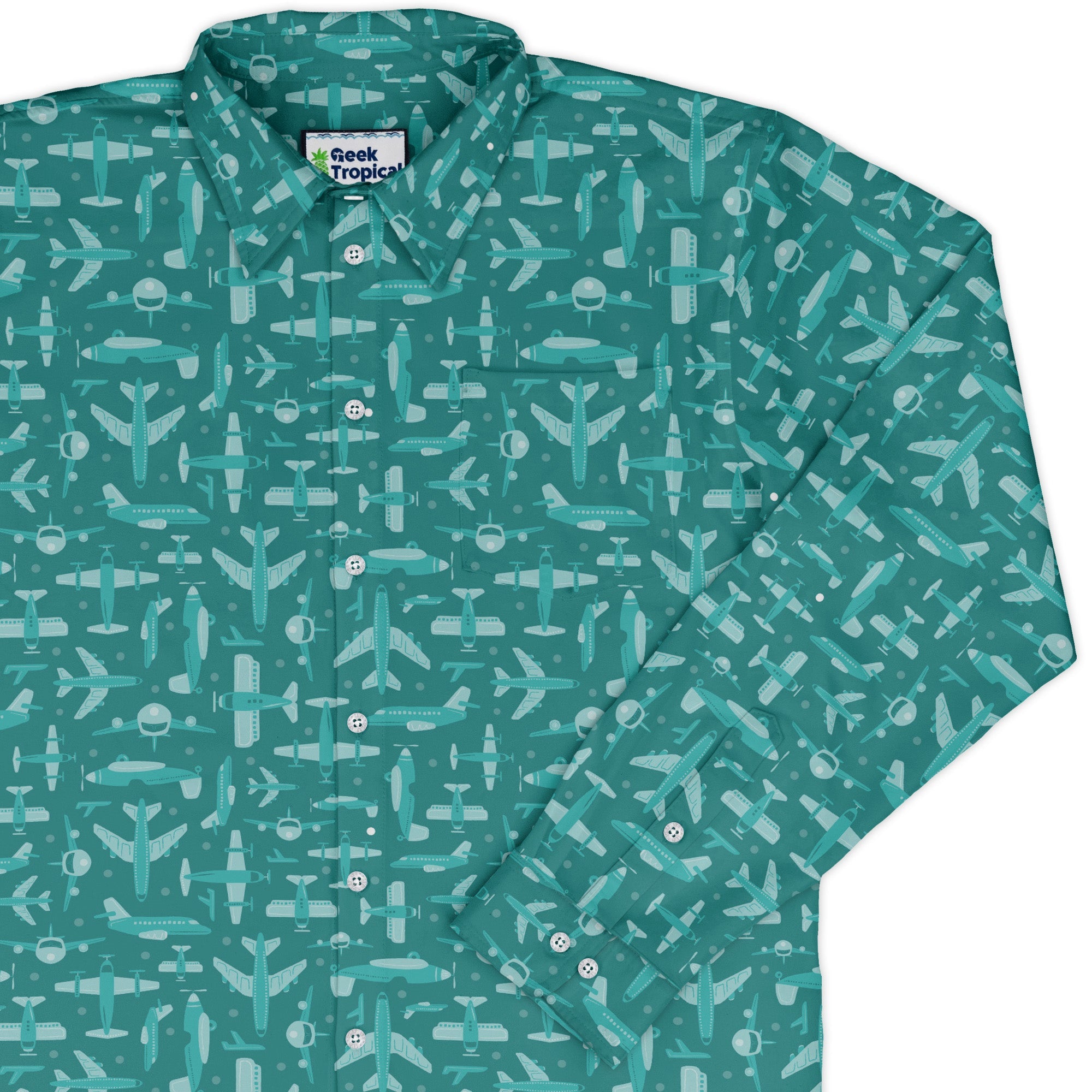 Airplane Angles Long Sleeve Button Up Shirt