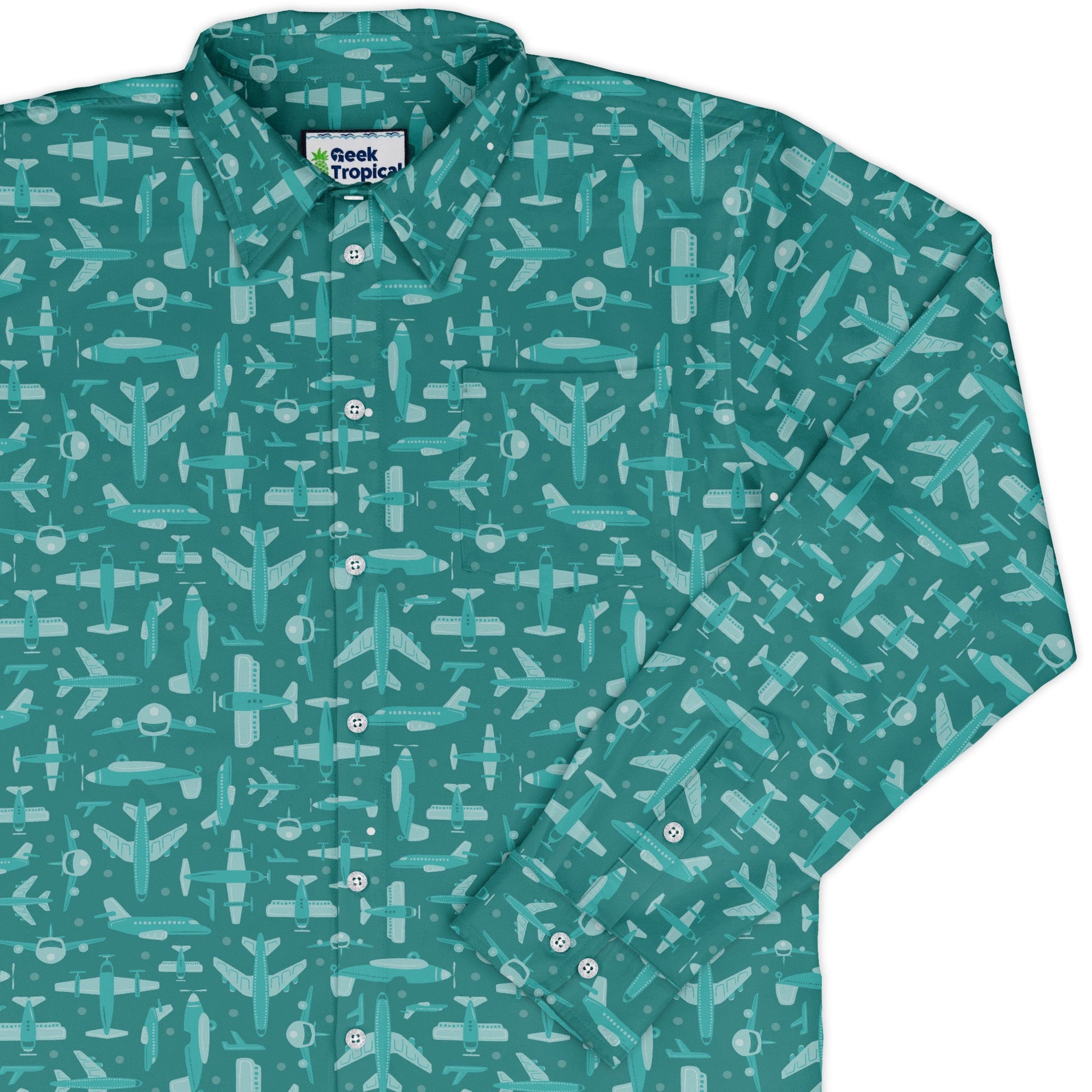 Airplane Angles Long Sleeve Button Up Shirt