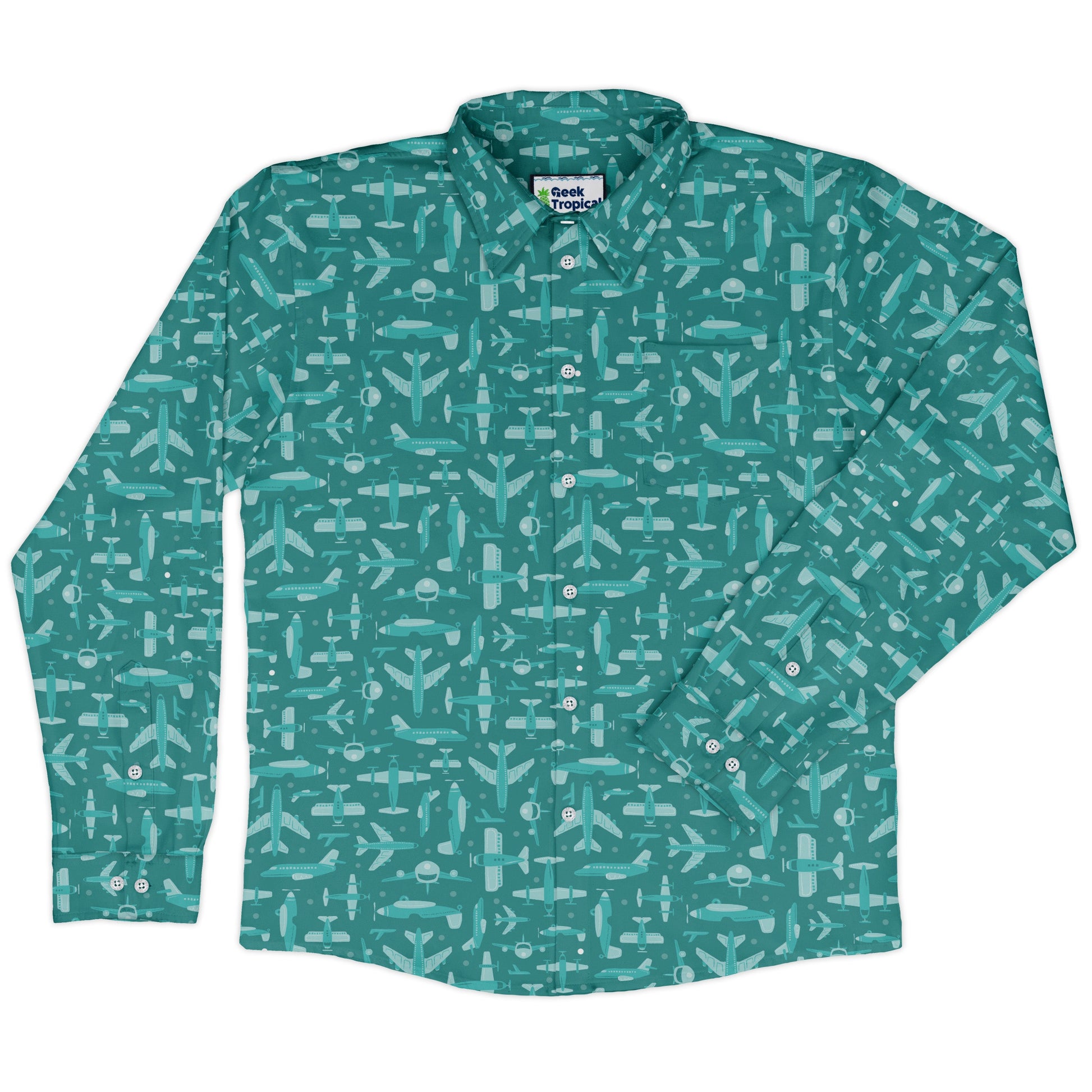 Airplane Angles Long Sleeve Button Up Shirt
