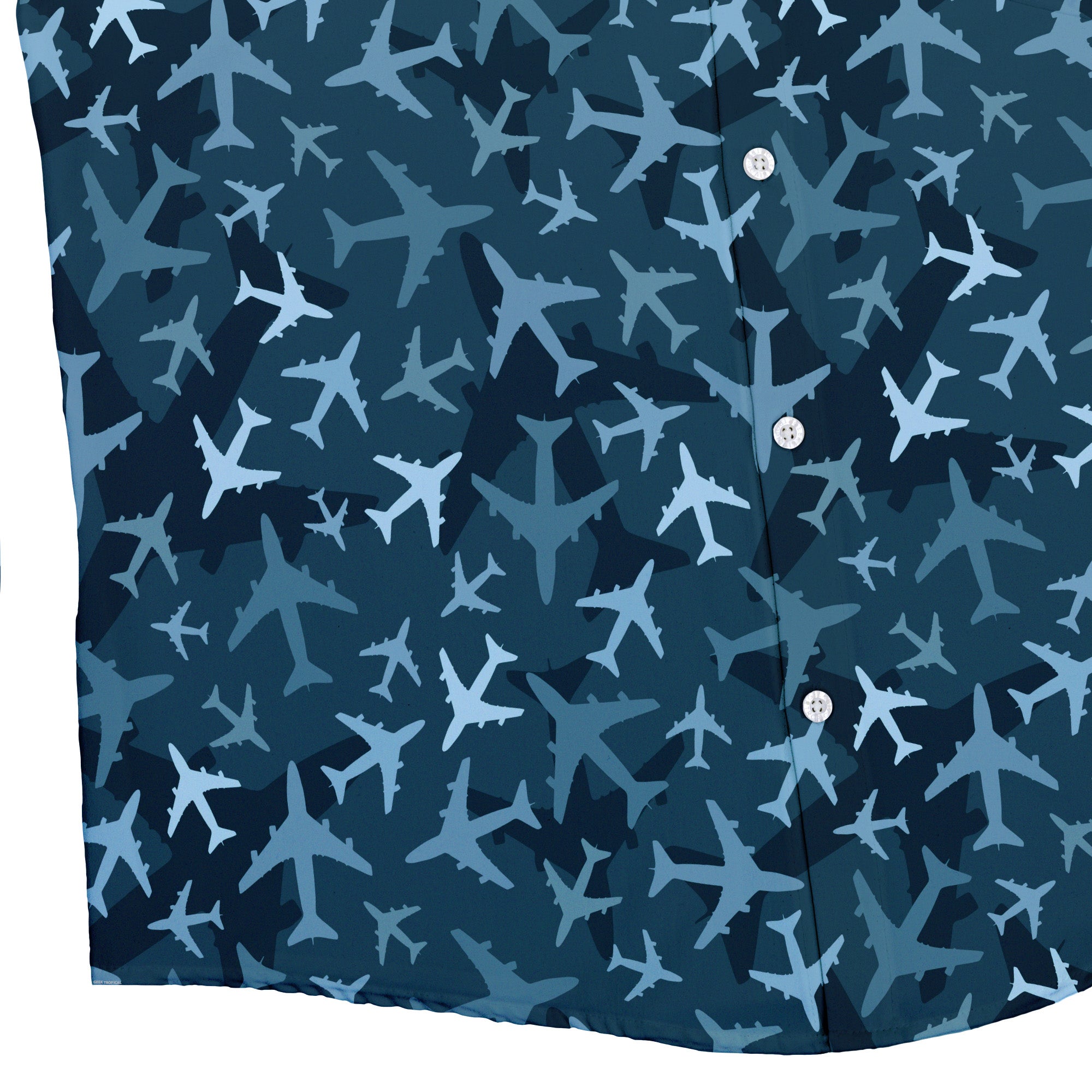 Airplanes Blue Camouflage Blue Button Up Shirt - adult sizing - aviation print -