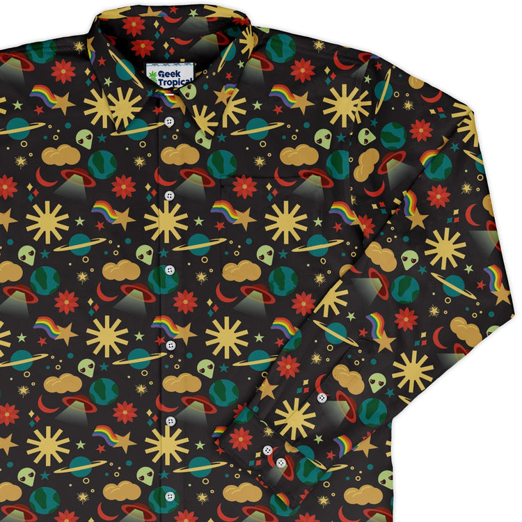 Alien Daydreams Long Sleeve Button Up Shirt Geek Nerd 0925 adult sizing All Adult Button Up Shirts