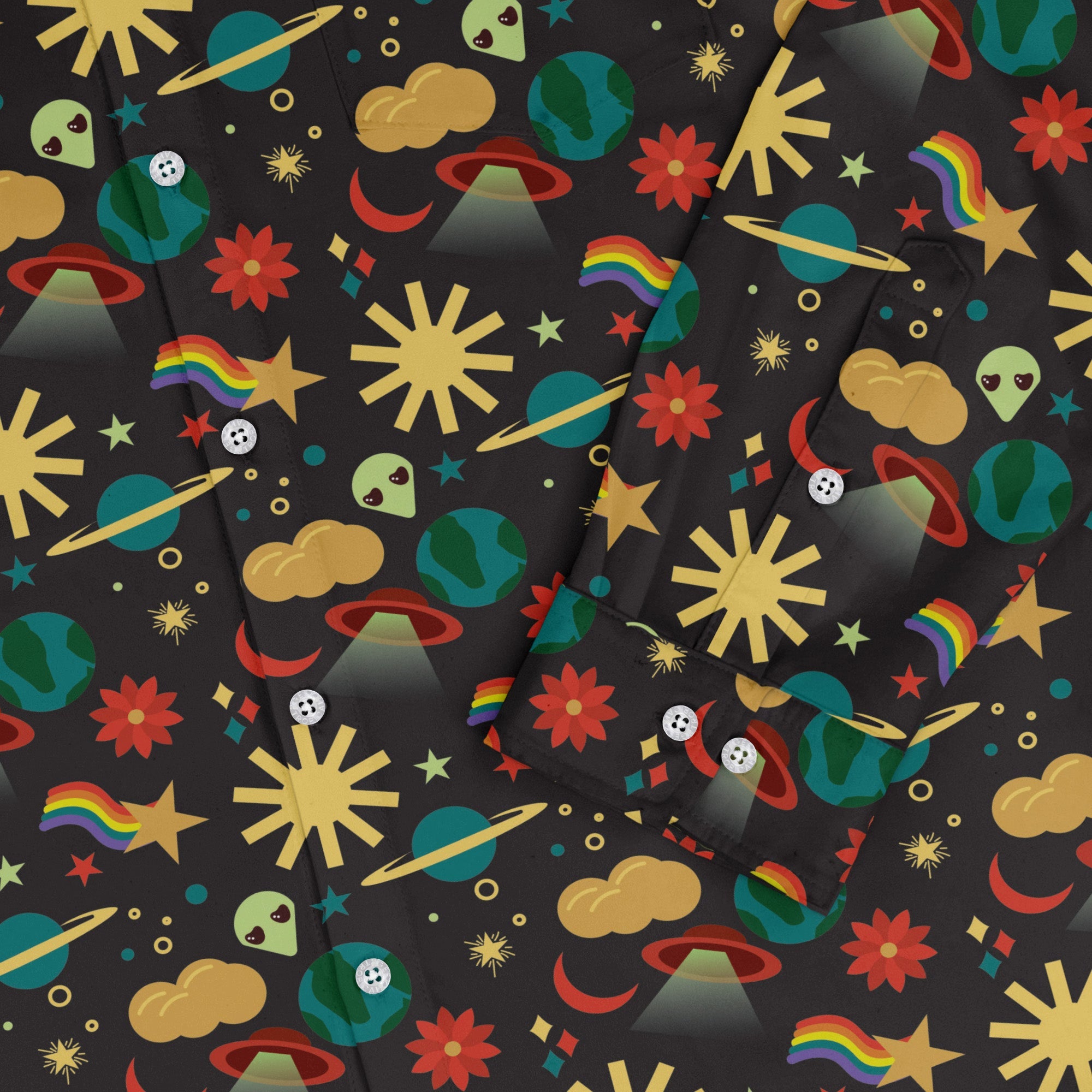 Alien Daydreams Long Sleeve Button Up Shirt Geek Nerd 0925 adult sizing All Adult Button Up Shirts