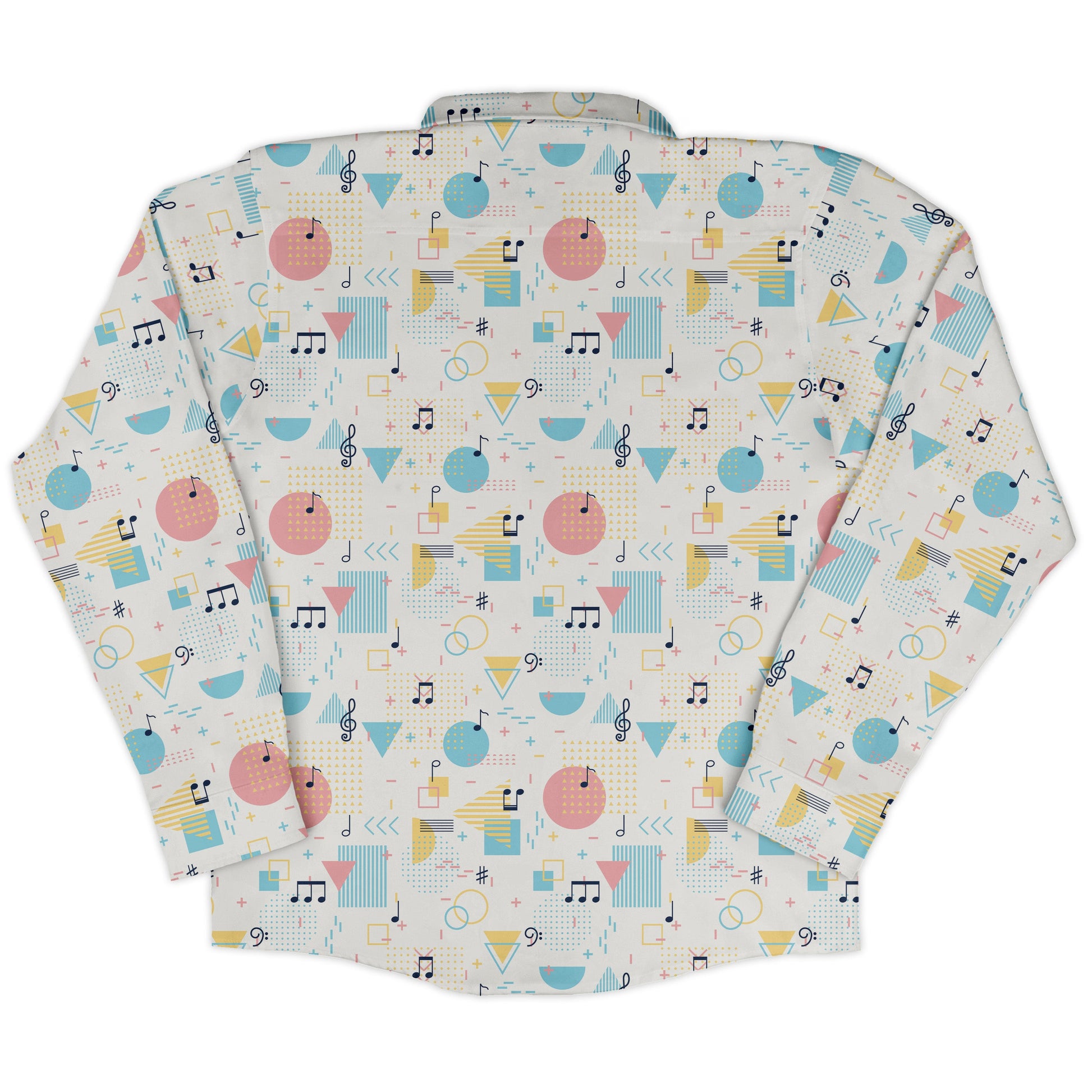 Alphabet Music Memphis Style White Long Sleeve Button Up Shirt