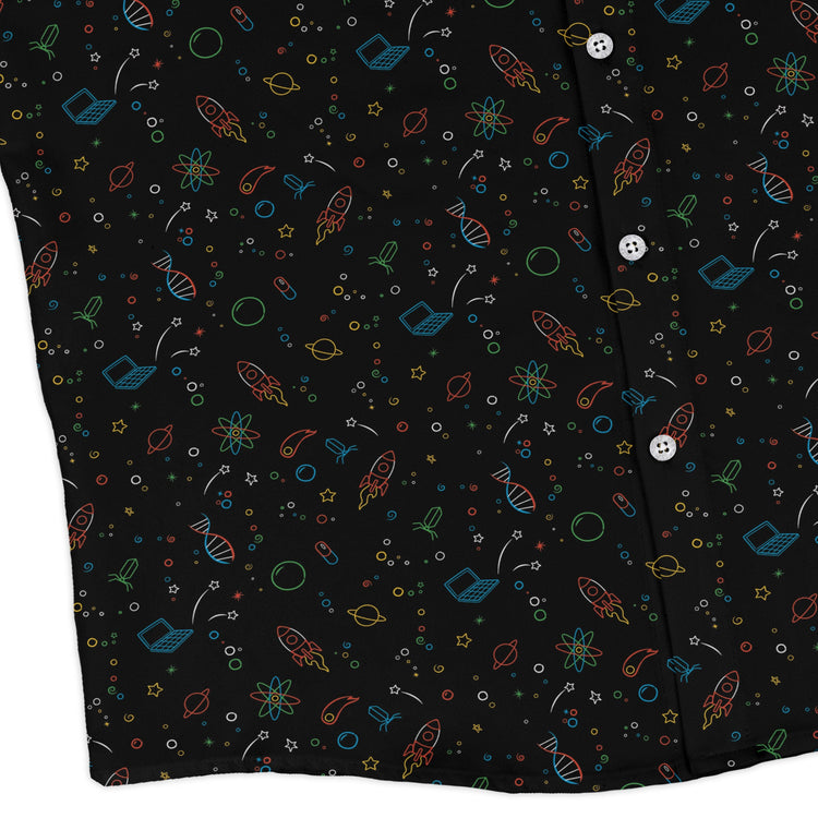 Always Science Icons Long Sleeve Button Up Shirt Geek Nerd adult sizing Design by Tobe Fonseca FLOW DESC WRITING