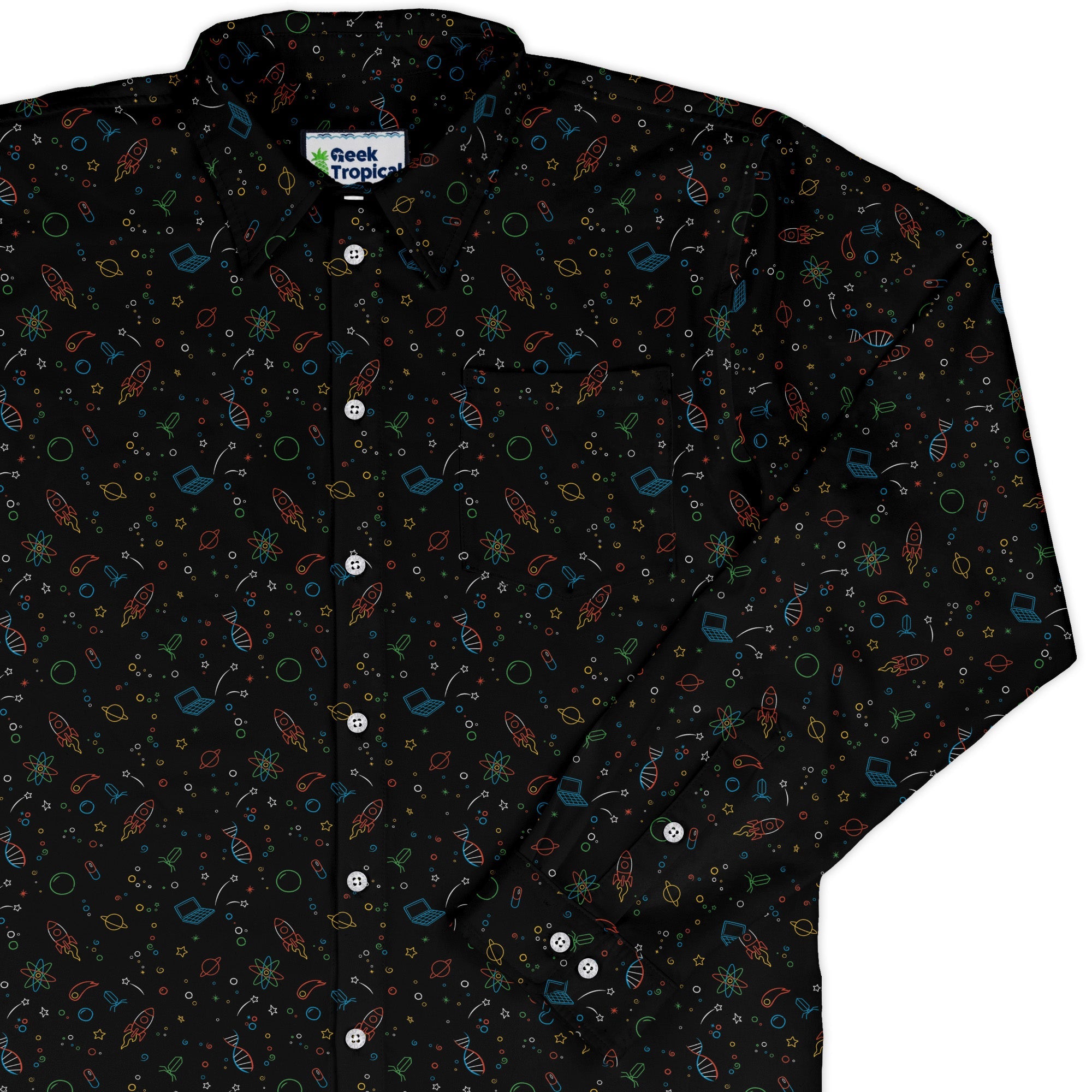 Always Science Icons Long Sleeve Button Up Shirt