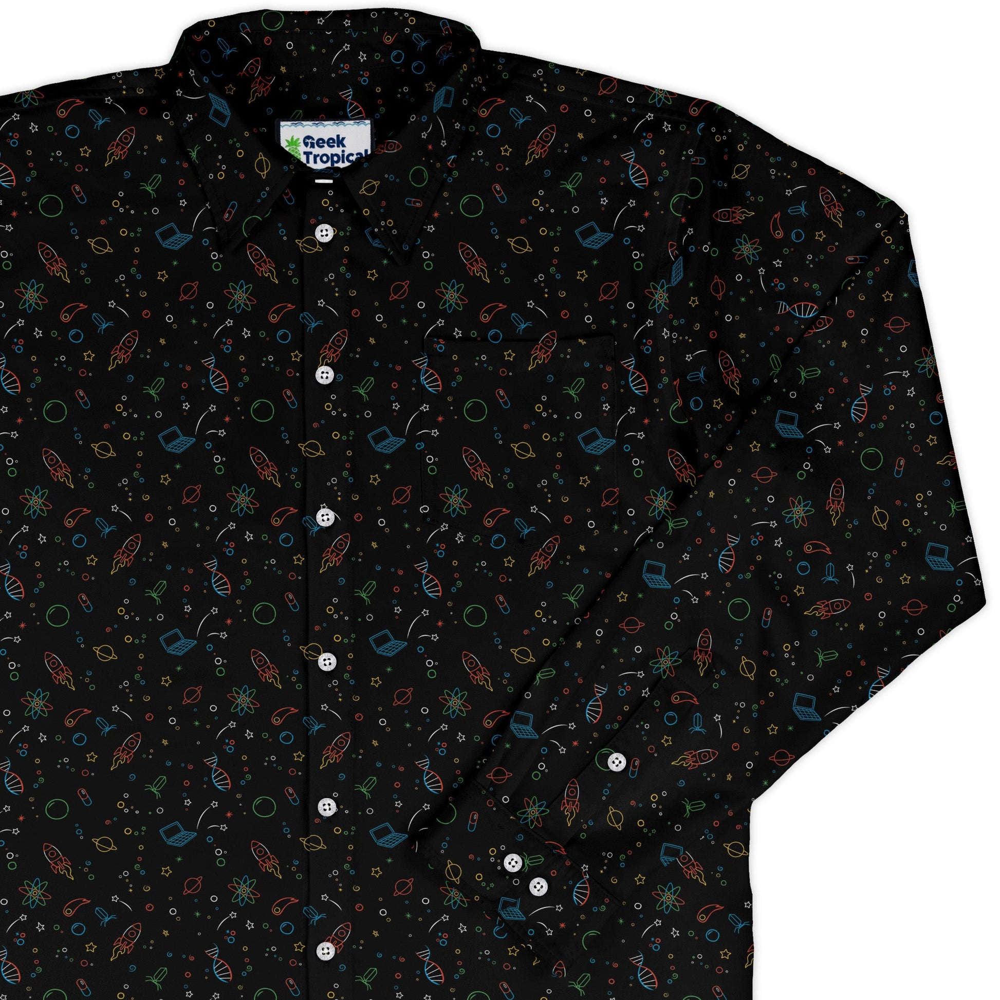 Always Science Icons Long Sleeve Button Up Shirt