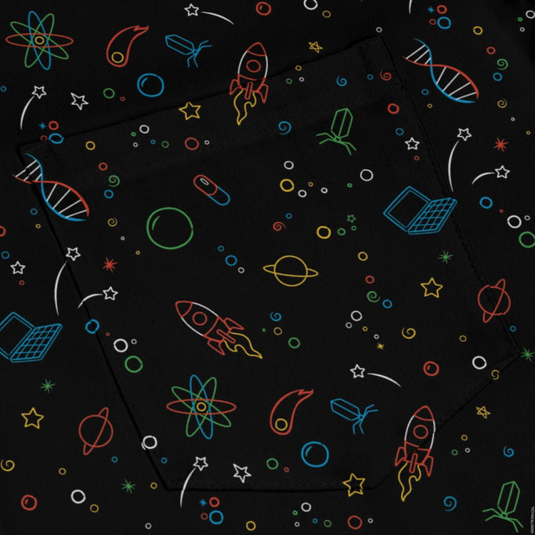 Always Science Icons Long Sleeve Button Up Shirt Geek Nerd adult sizing Design by Tobe Fonseca FLOW DESC WRITING
