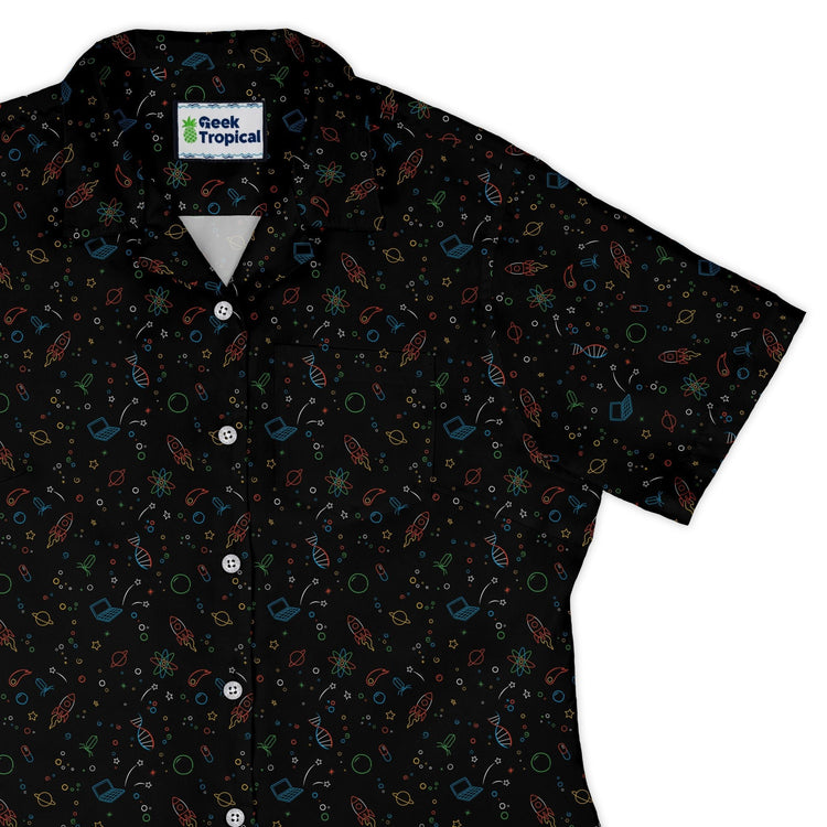Always Science Icons Curvy Button Up Shirt Geek Nerd Design by Tobe Fonseca Q3 - 2 science print