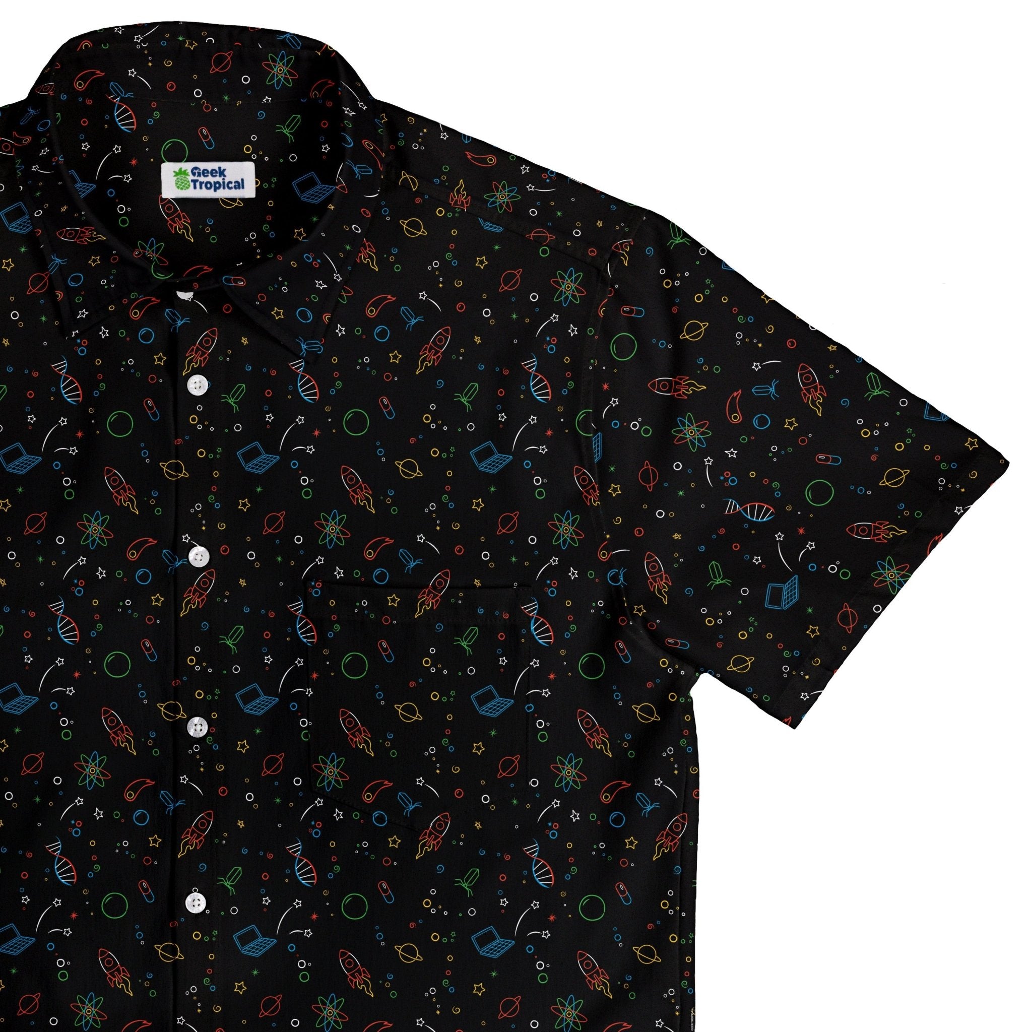 Always Science Icons Button Up Shirt - adult sizing - Design by Tobe Fonseca - Q3 - 2