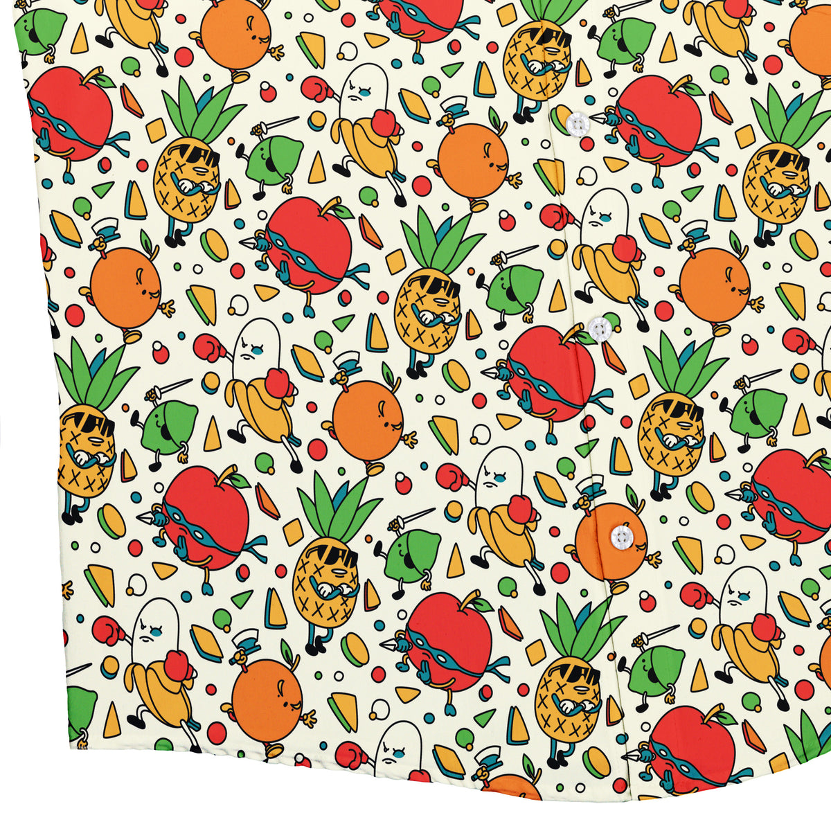 Angry Fruits Button Up Shirt Bottom Corner