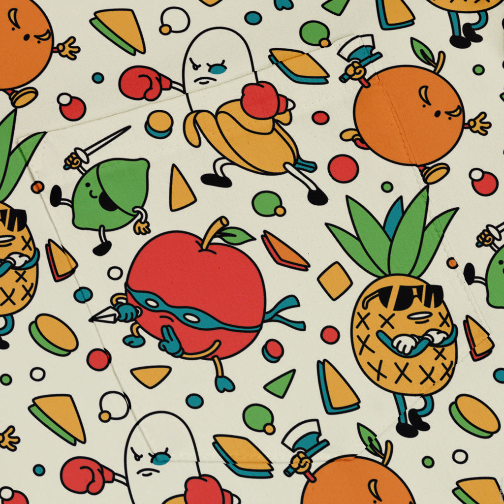 Angry Fruits Button Up Shirt Pocket