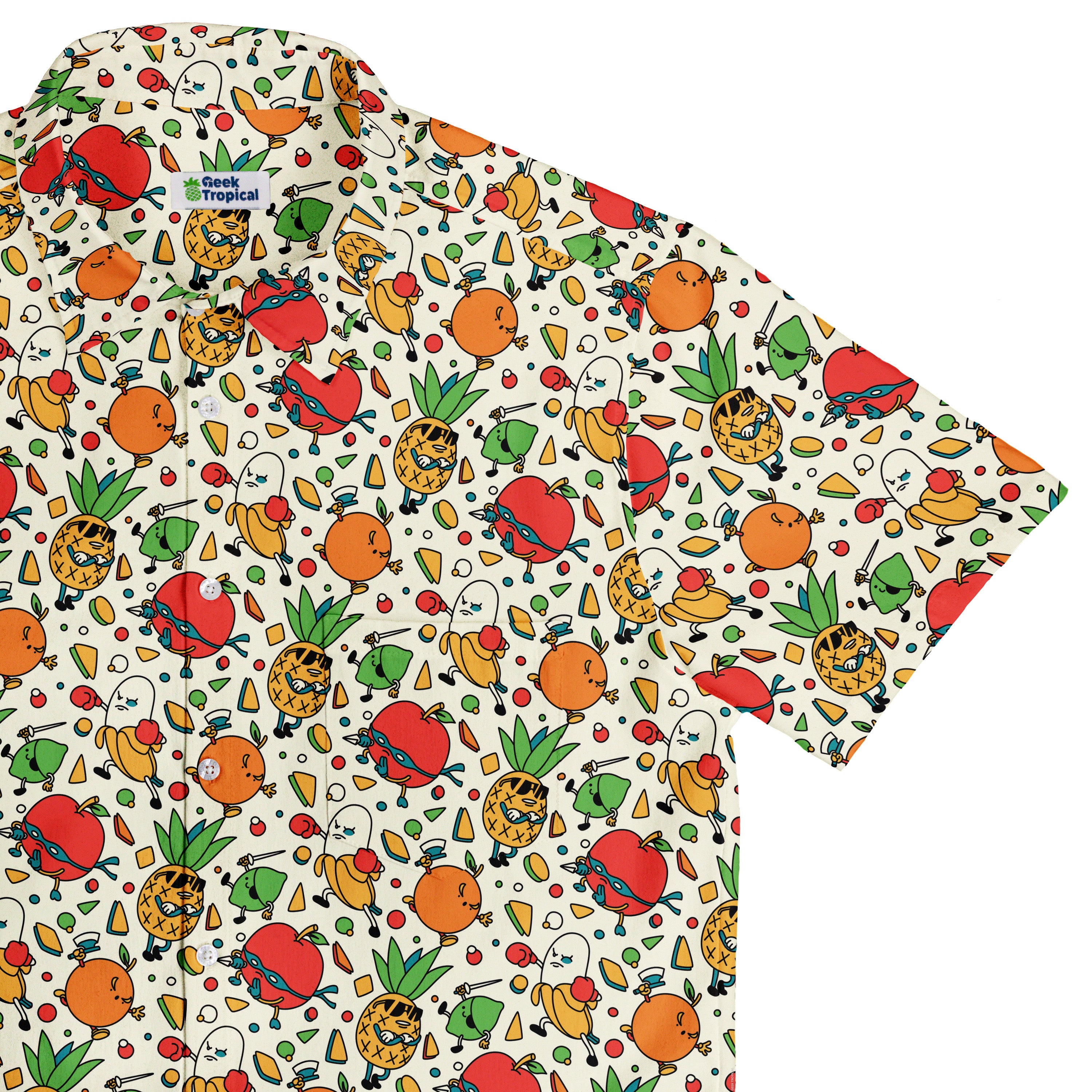 Angry Fruits Button Up Shirt Top Corner