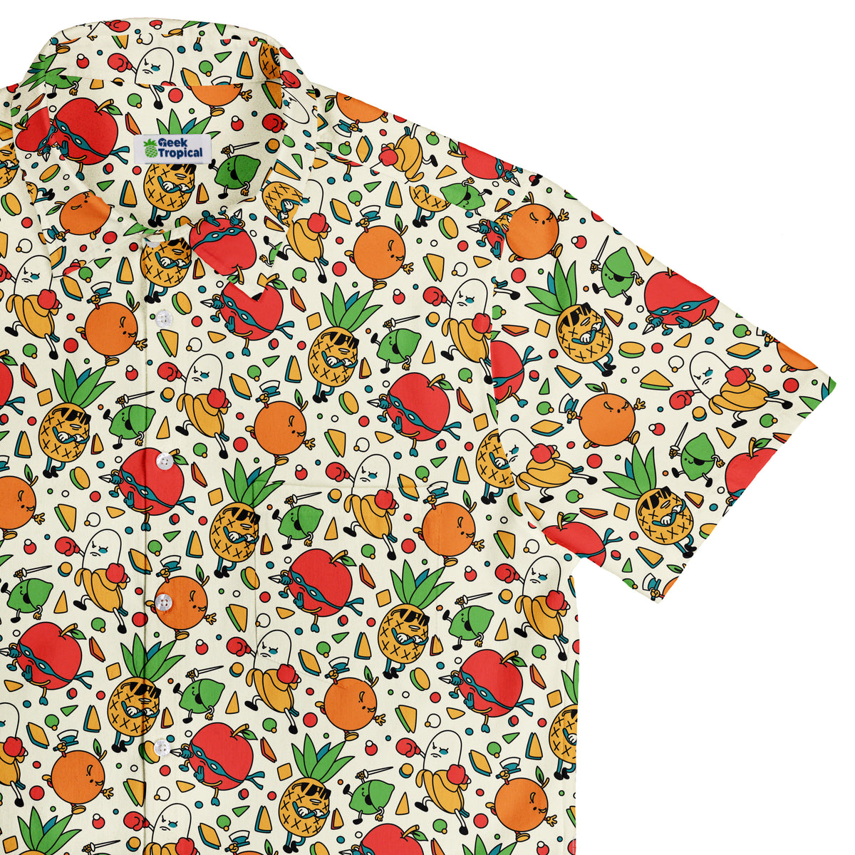 Angry Fruits Button Up Shirt Top Corner