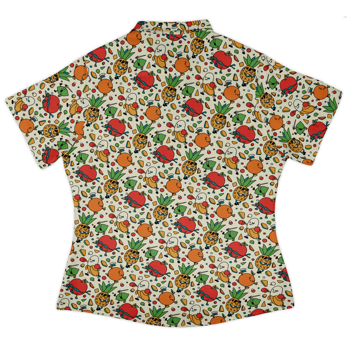Angry Fruits Curvy Button Up Shirt womens back