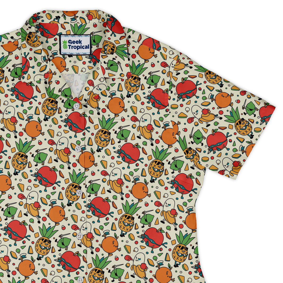 Angry Fruits Curvy Button Up Shirt womens top right