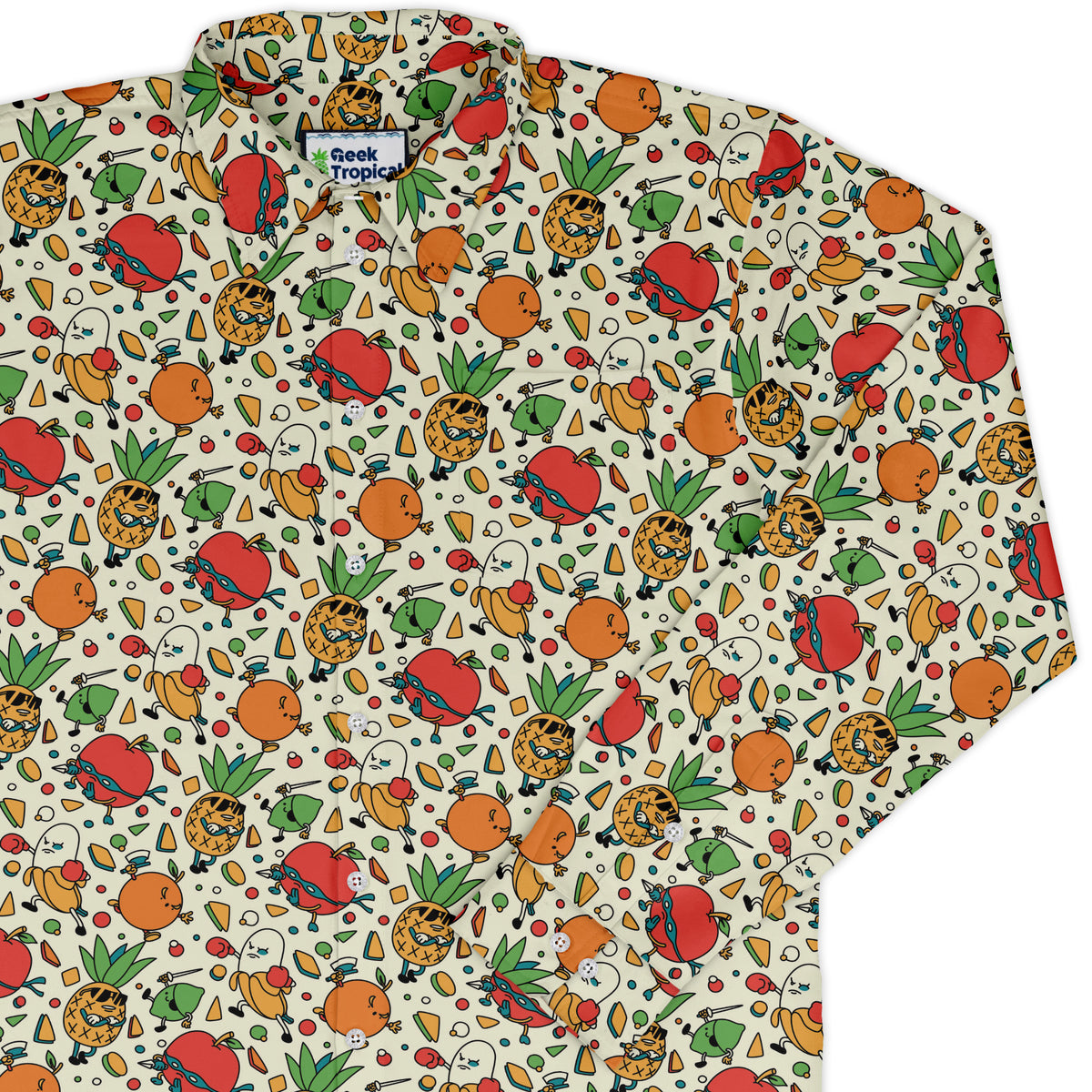 Angry Fruits Long Sleeve Button Up Shirt cover