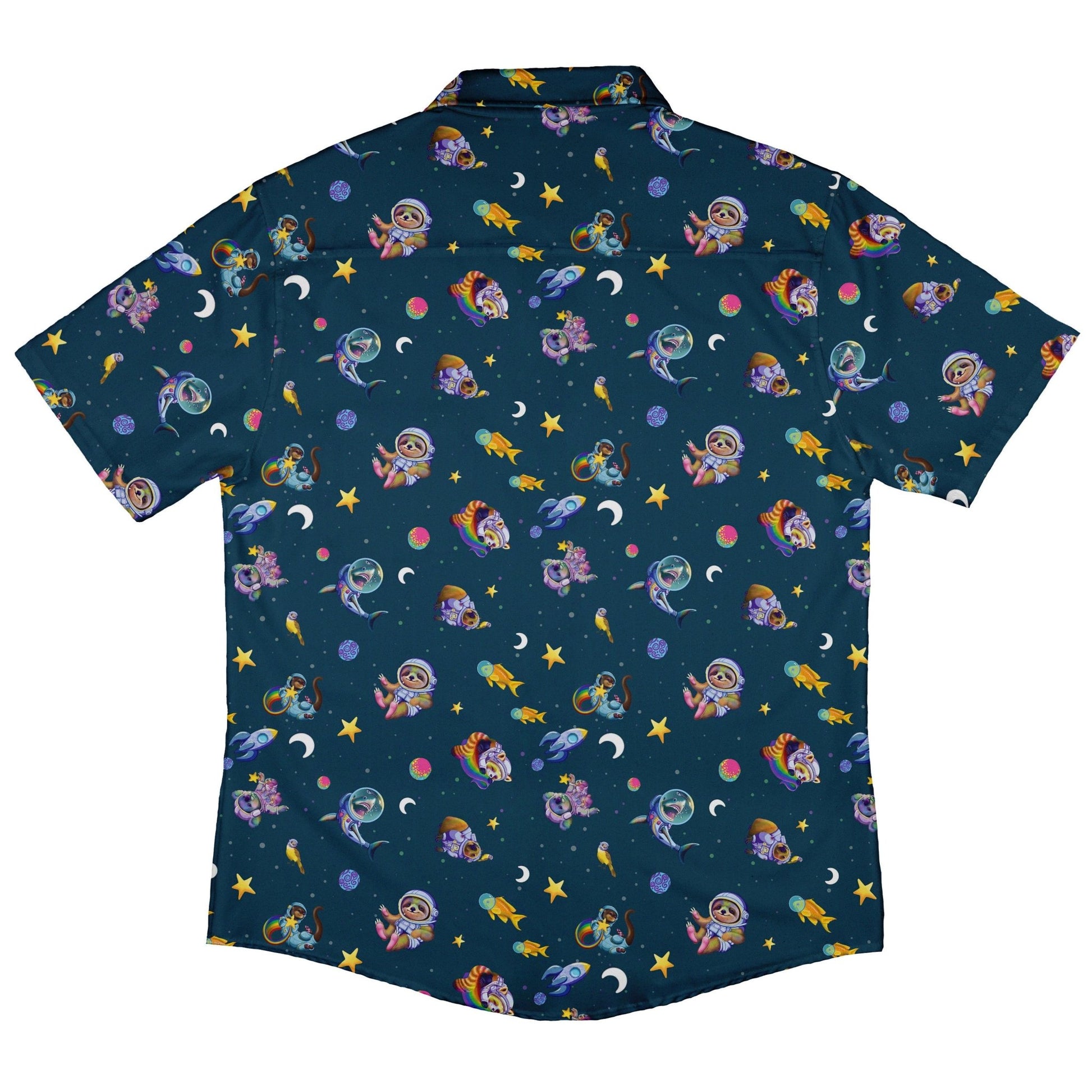 Animal Astronauts in Space Button Up Shirt - adult sizing - Animal Patterns - Design by Carla Morrow