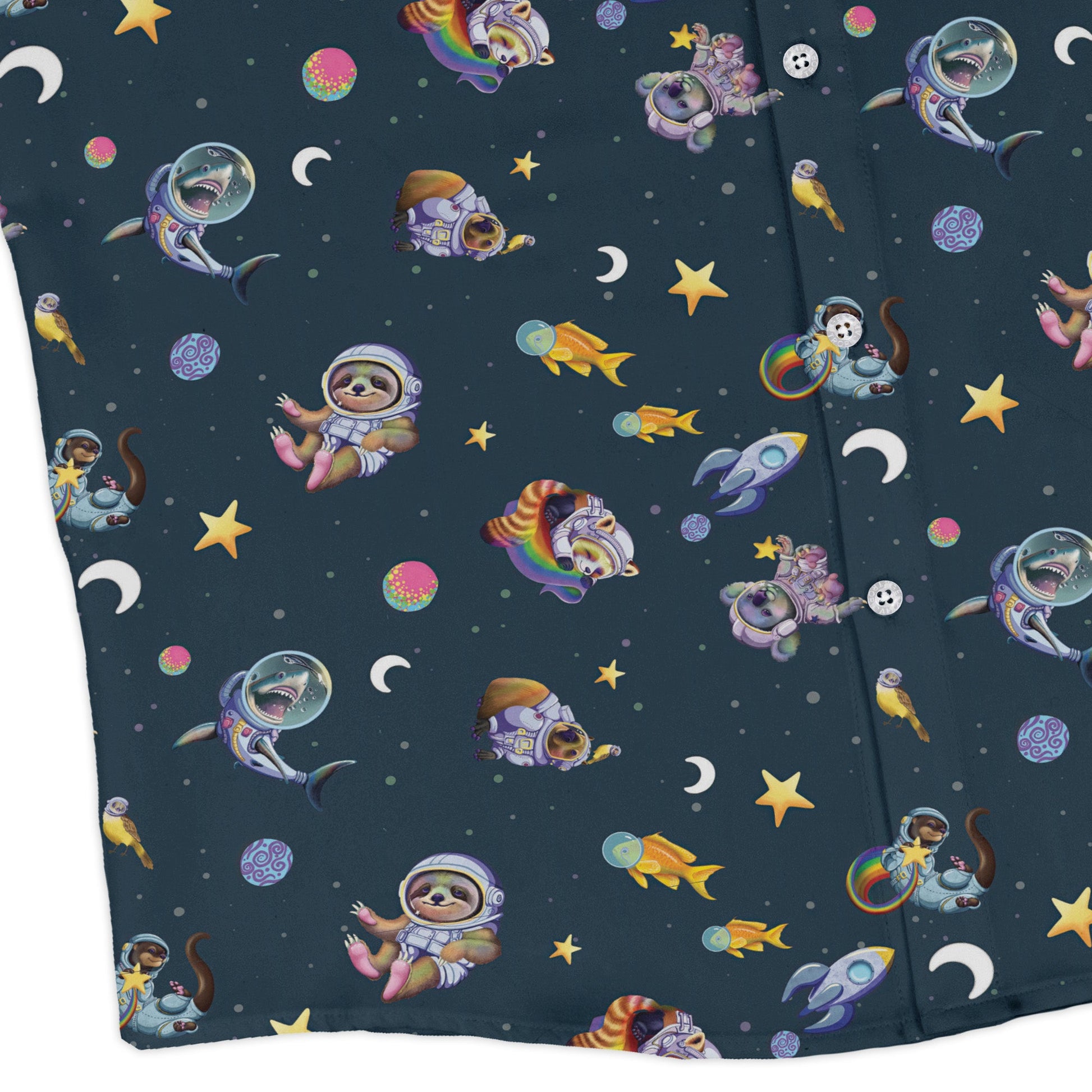 Animal Astronauts in Space Long Sleeve Button Up Shirt