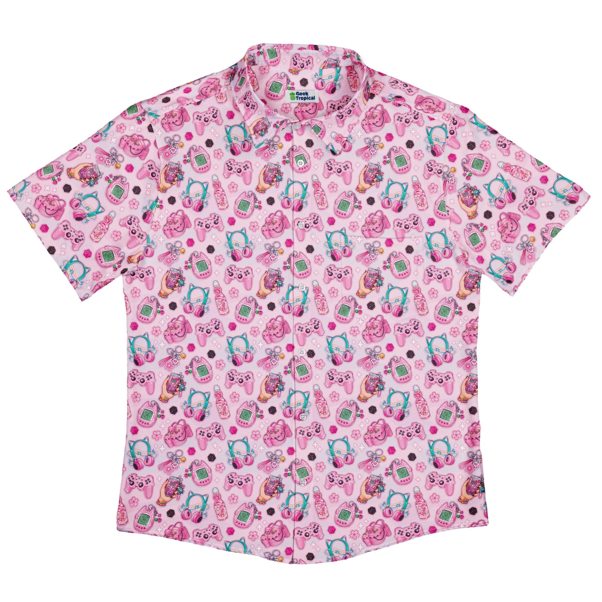 Anime Gamer Items Pink Button Up Shirt - adult sizing - Anime - Ivy Dolamore