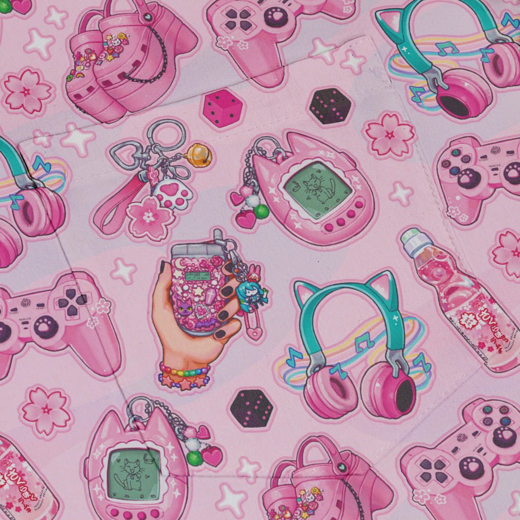 Anime Gamer Items Pink Button Up Shirt - adult sizing - Anime - Ivy Dolamore