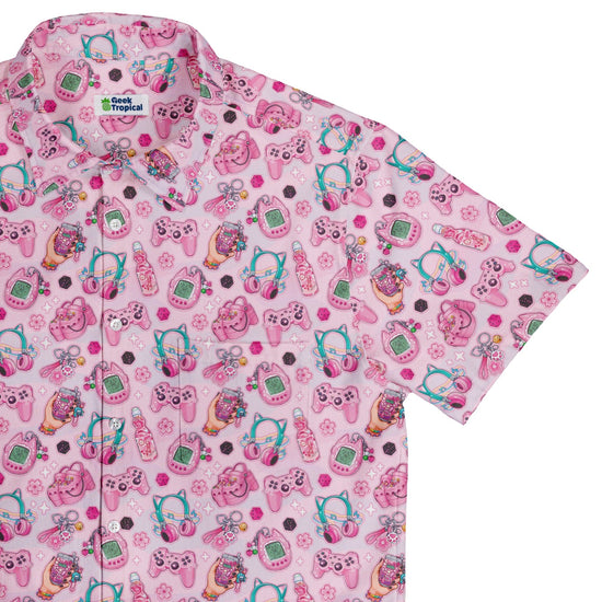 Anime Gamer Items Pink Button Up Shirt - adult sizing - Anime - Ivy Dolamore