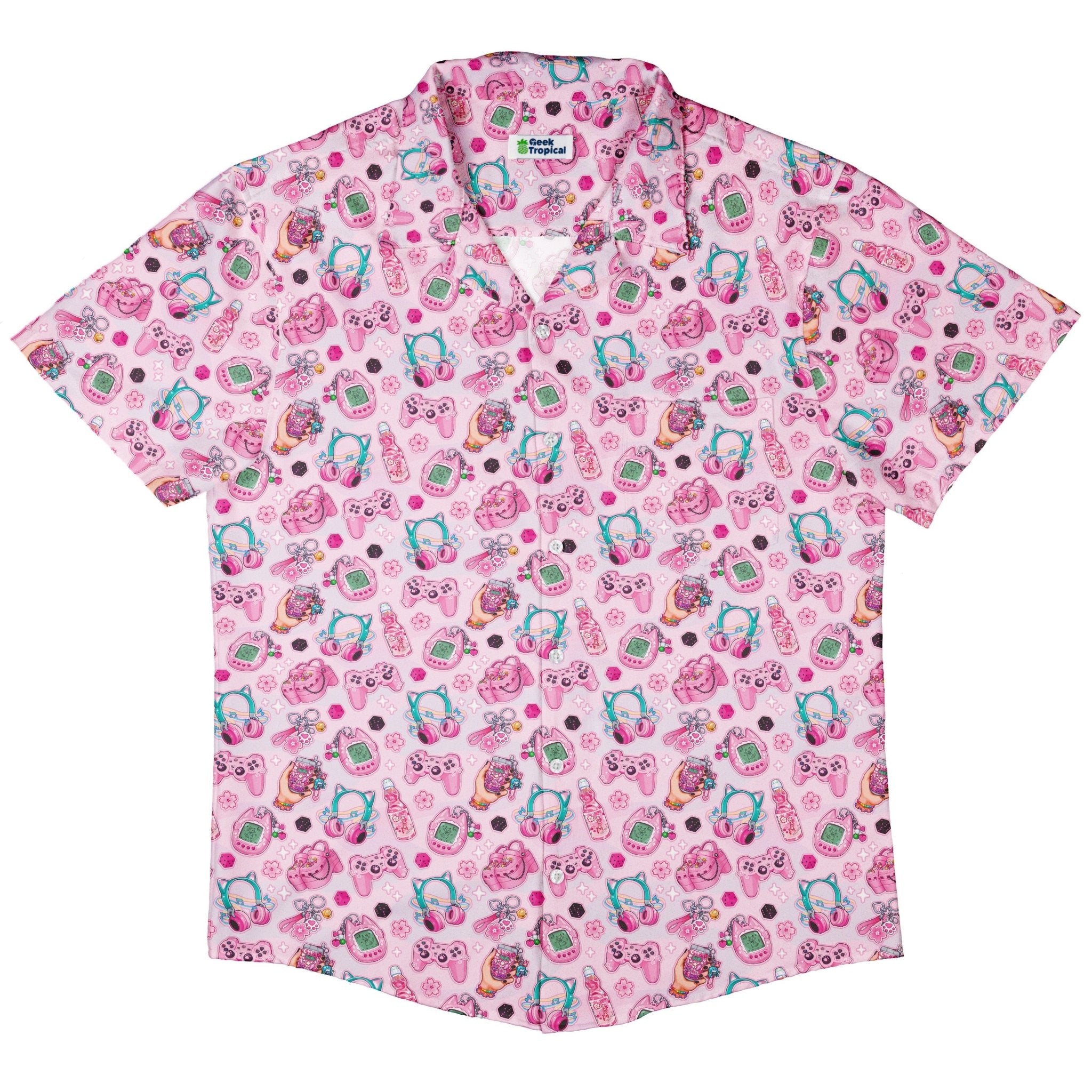 Anime Gamer Items Pink Button Up Shirt - adult sizing - Anime - Ivy Dolamore