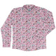 Anime Gamer Items Pink Long Sleeve Button Up Shirt Geek Nerd adult sizing Anime FLOW DESC WRITING